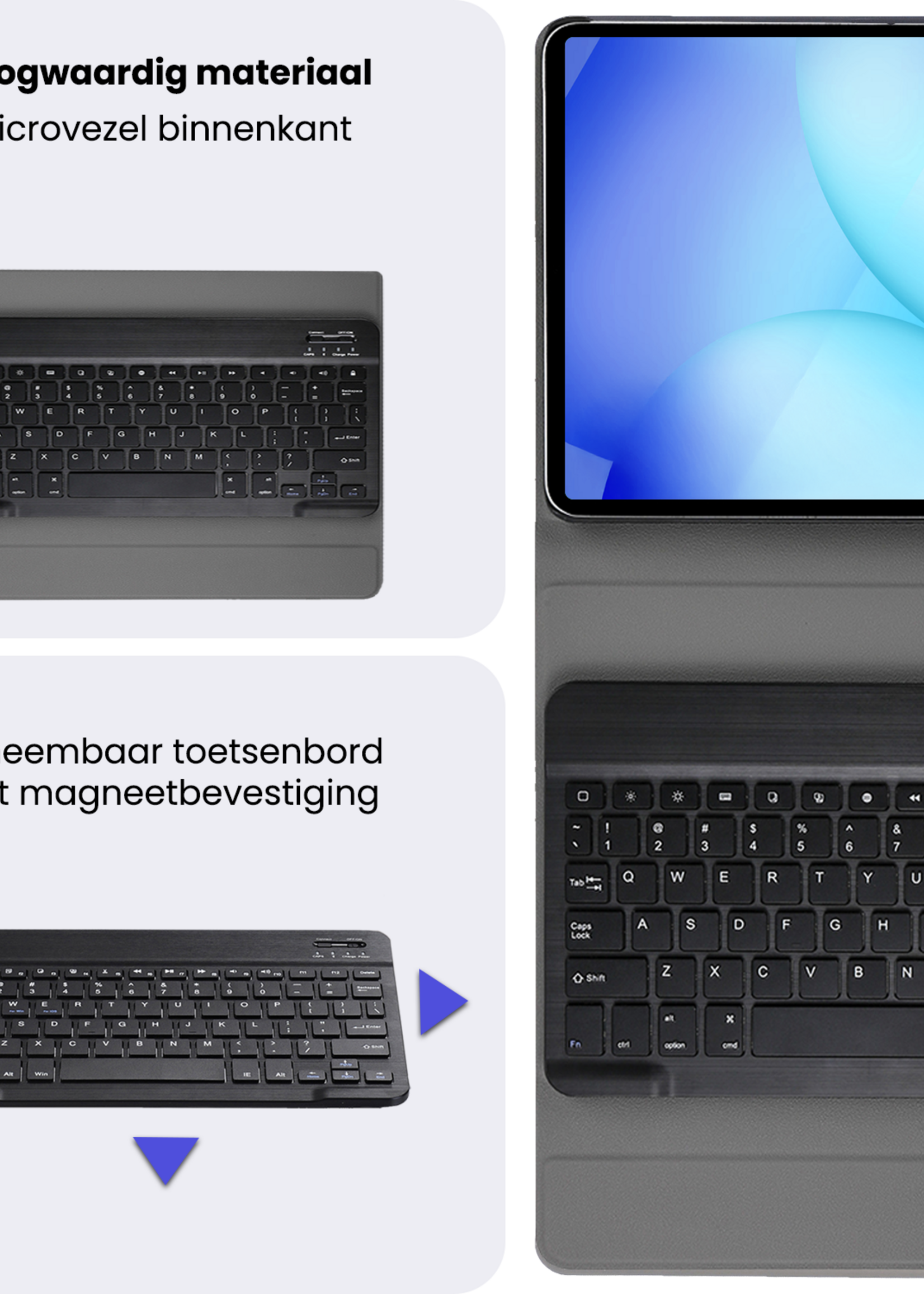 BTH BTH Samsung Galaxy Tab A11 Toetsenbordhoes Met Screenprotector - Donkerblauw