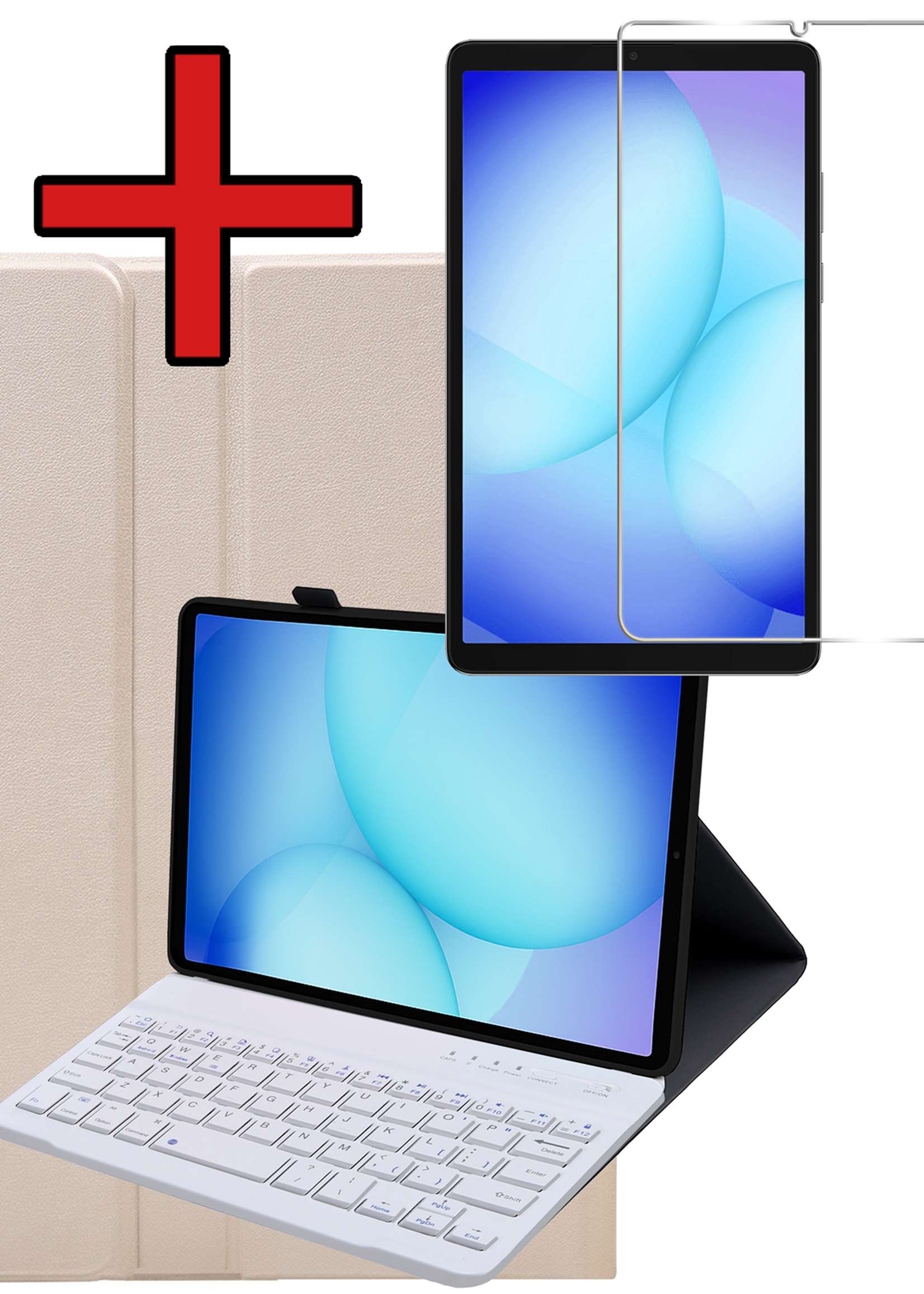 BTH BTH Samsung Galaxy Tab A11 Toetsenbordhoes Met Screenprotector - Goud