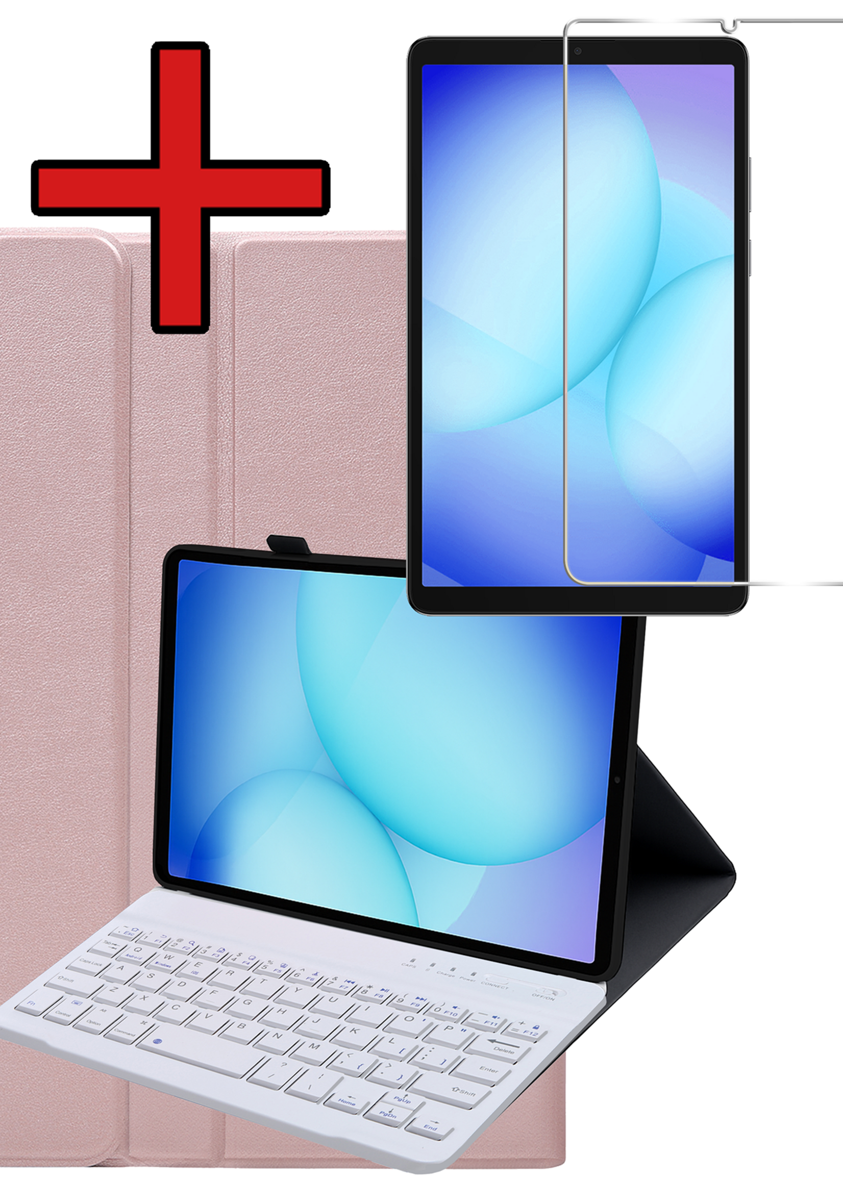 BTH BTH Samsung Galaxy Tab A11 Toetsenbordhoes Met Screenprotector - Rosé Goud