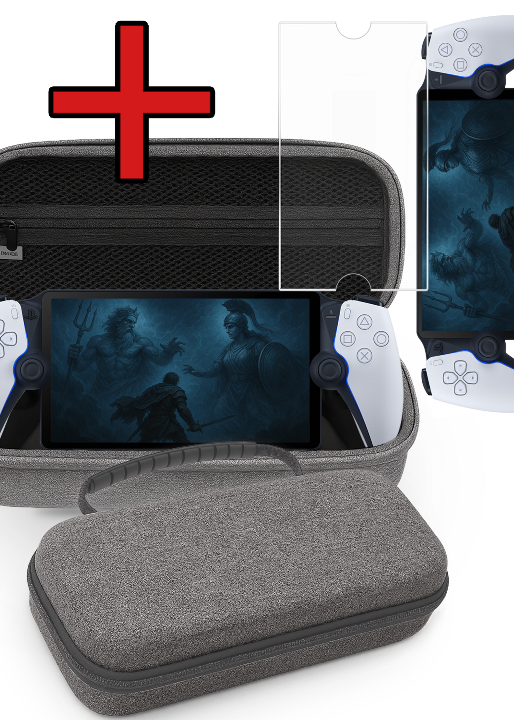 BTH BTH Sony PlayStation Portal Remote Player Hoesje Handvat Met Screenprotector - Grijs