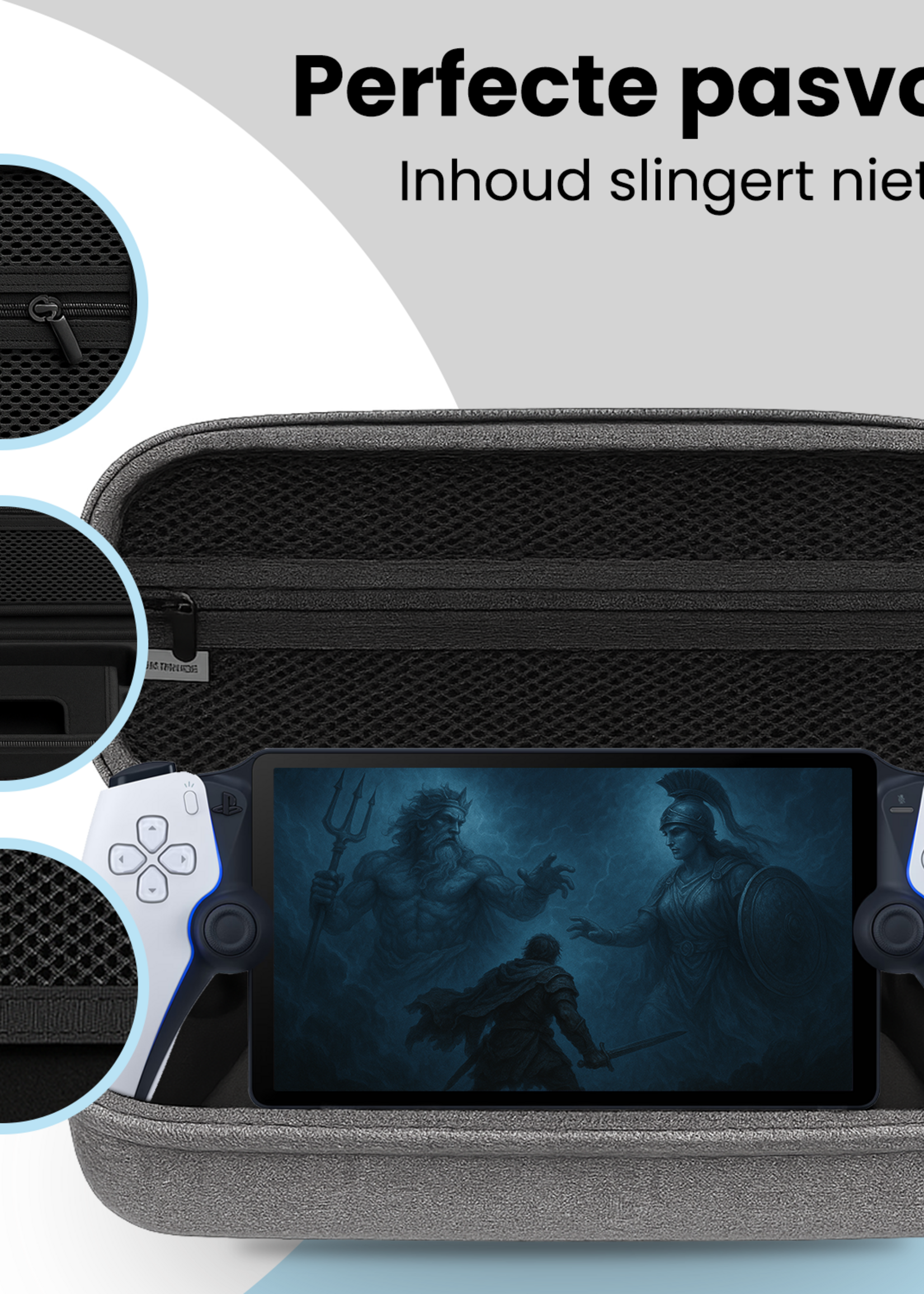 BTH BTH Sony PlayStation Portal Remote Player Hoesje Handvat Met 2x Screenprotector - Grijs