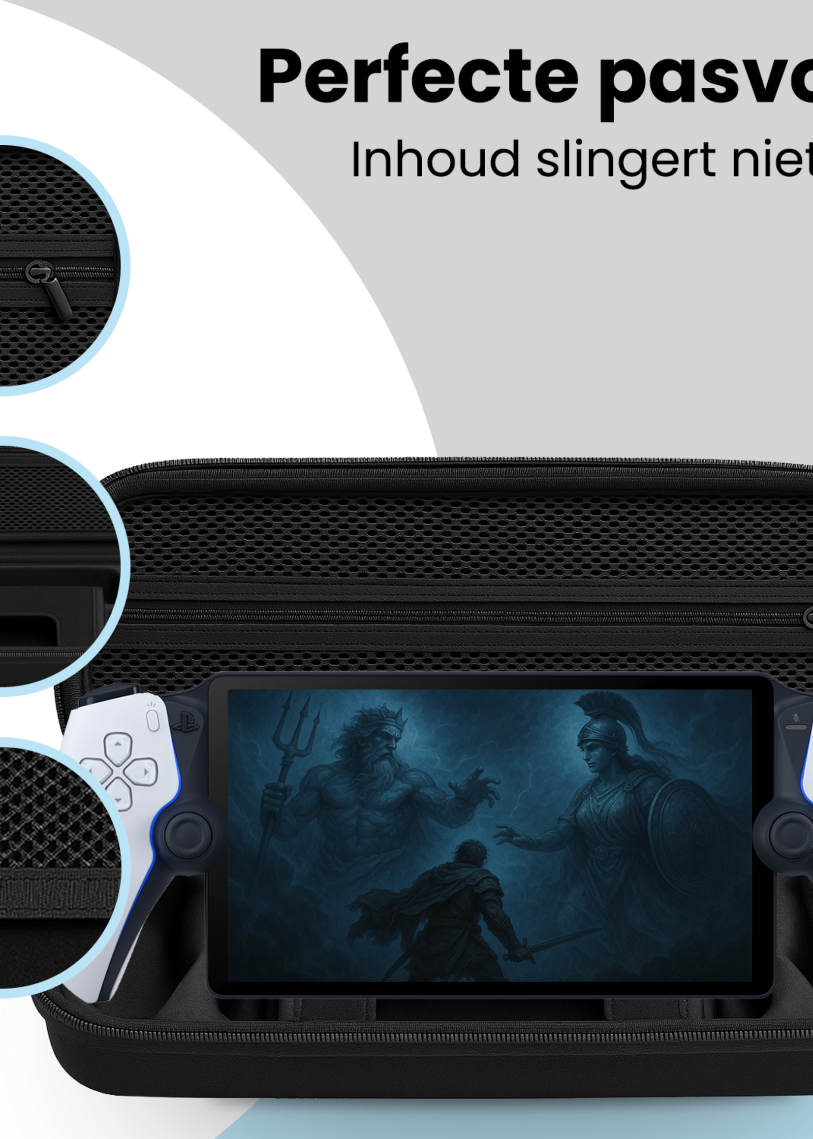 BTH BTH Sony PlayStation Portal Remote Player Hoesje Handvat Met Screenprotector - Zwart