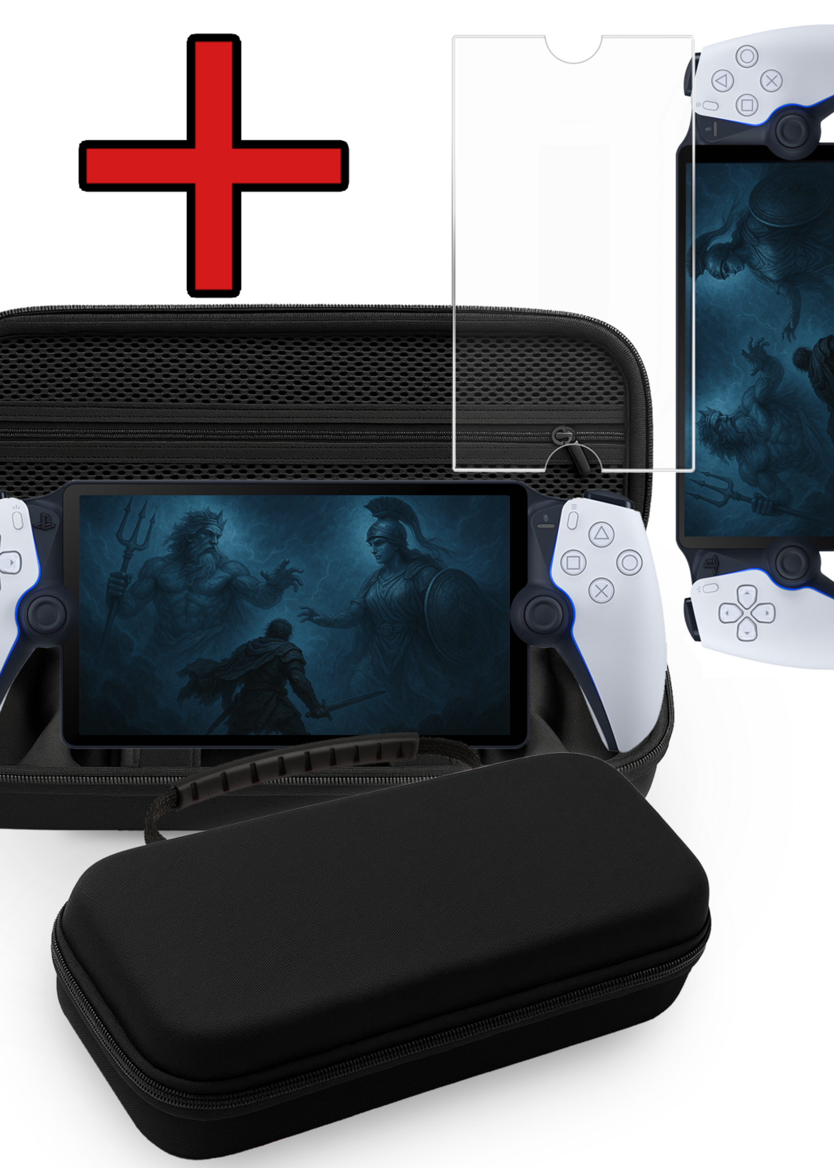 BTH BTH Sony PlayStation Portal Remote Player Hoesje Handvat Met Screenprotector - Zwart