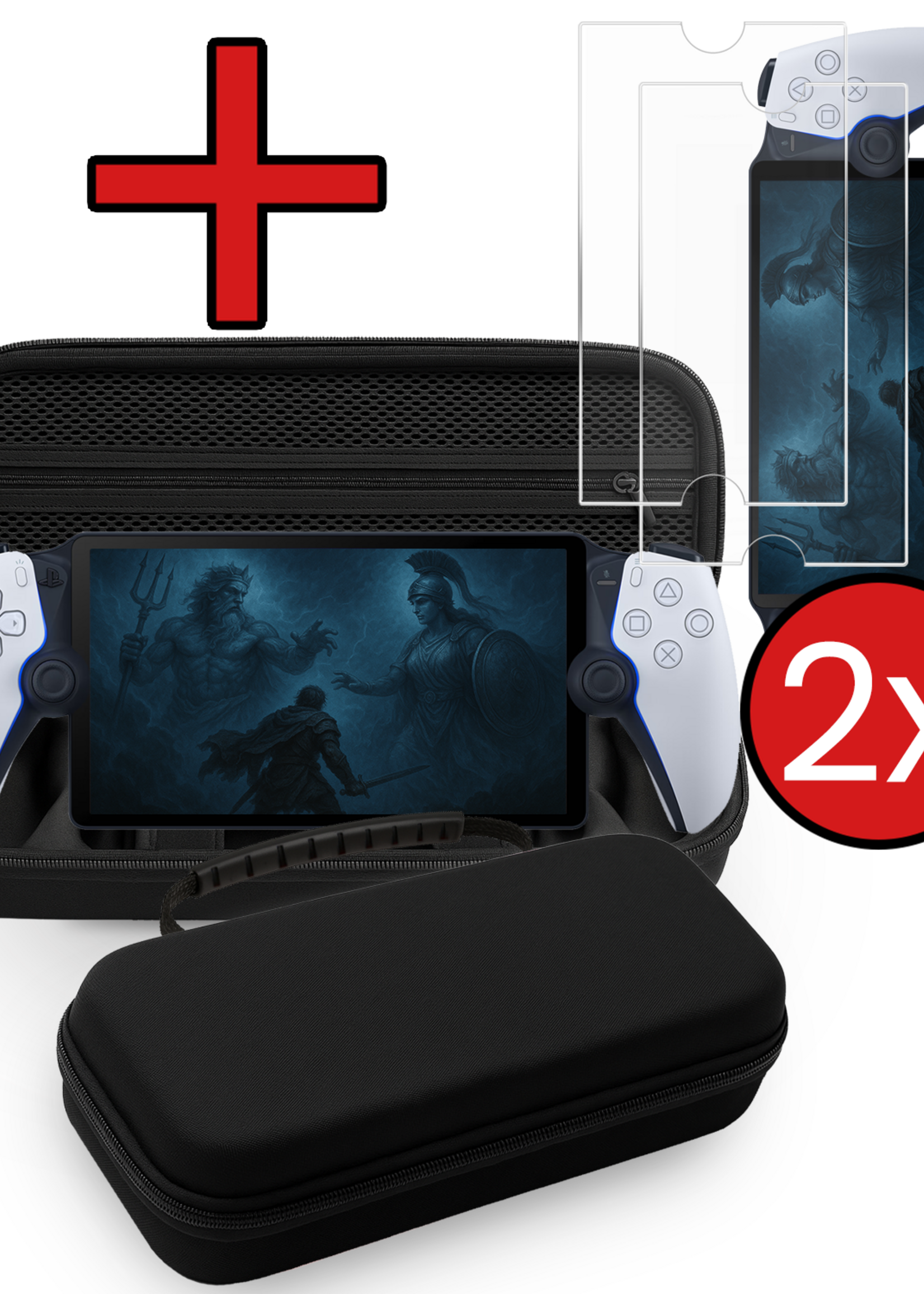 BTH BTH Sony PlayStation Portal Remote Player Hoesje Handvat Met 2x Screenprotector - Zwart