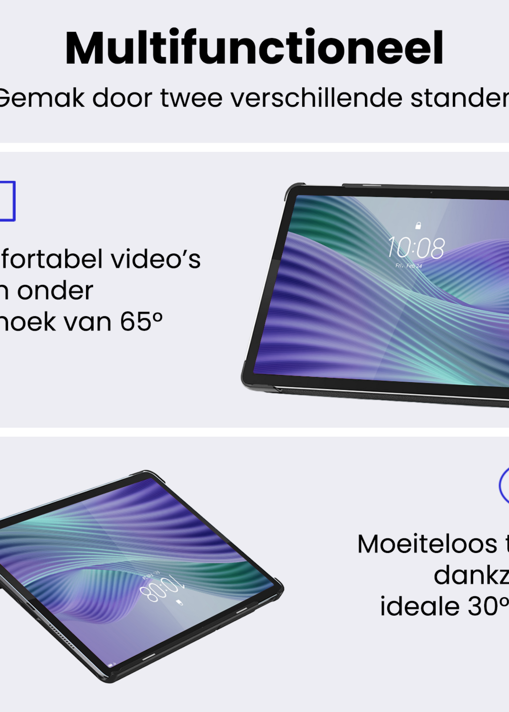 BTH BTH Lenovo Tab 10.1 inch Hoesje Met Screenprotector - Donkerblauw