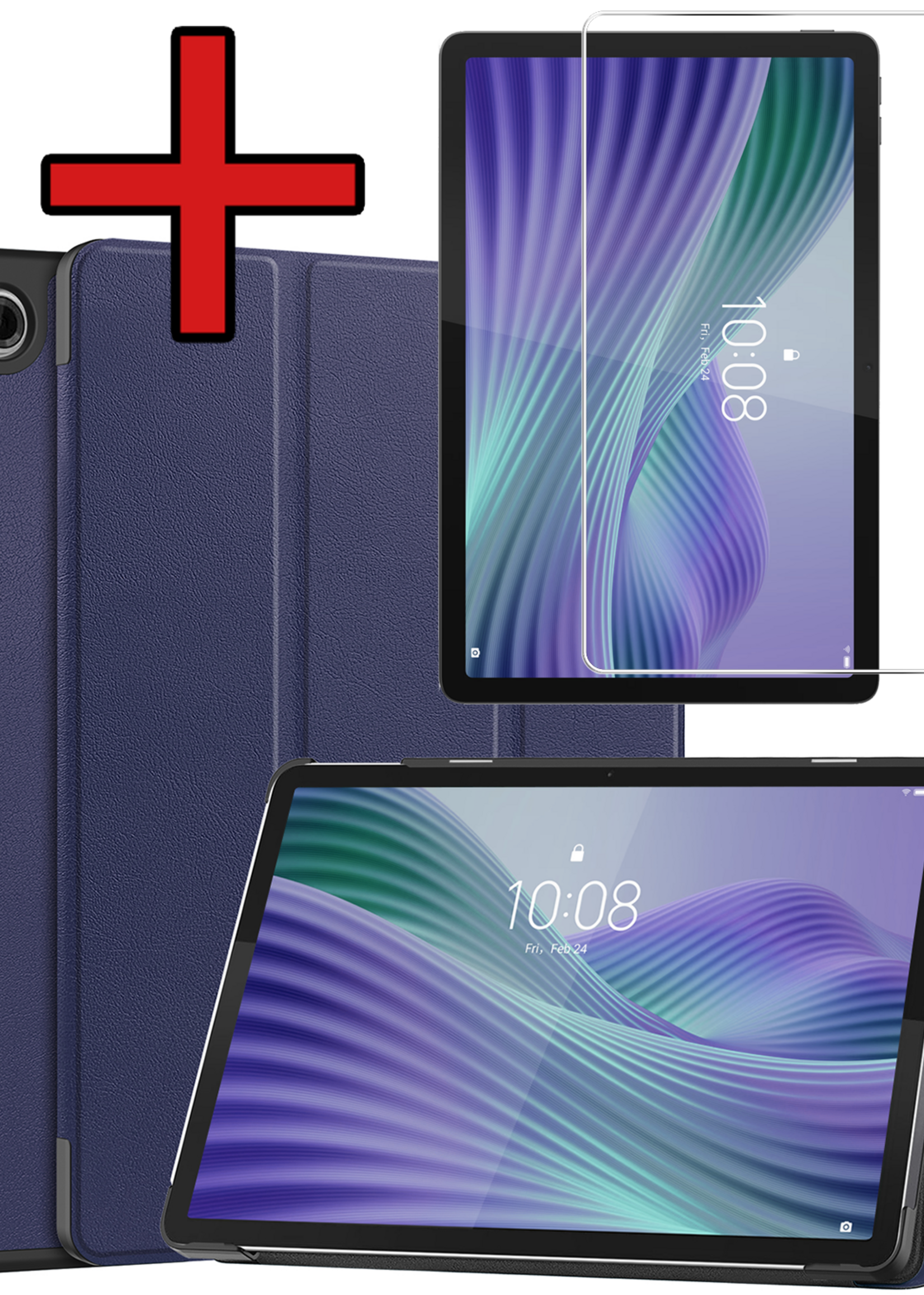 BTH BTH Lenovo Tab 10.1 inch Hoesje Met Screenprotector - Donkerblauw