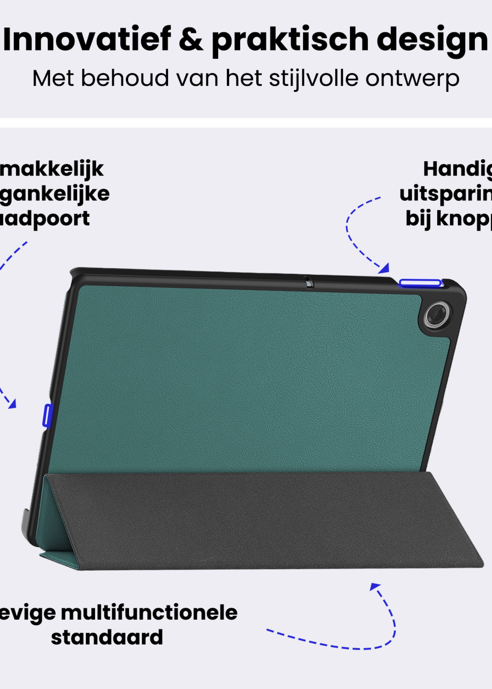 BTH BTH Lenovo Tab 10.1 inch Hoesje Met Screenprotector - Donkergroen