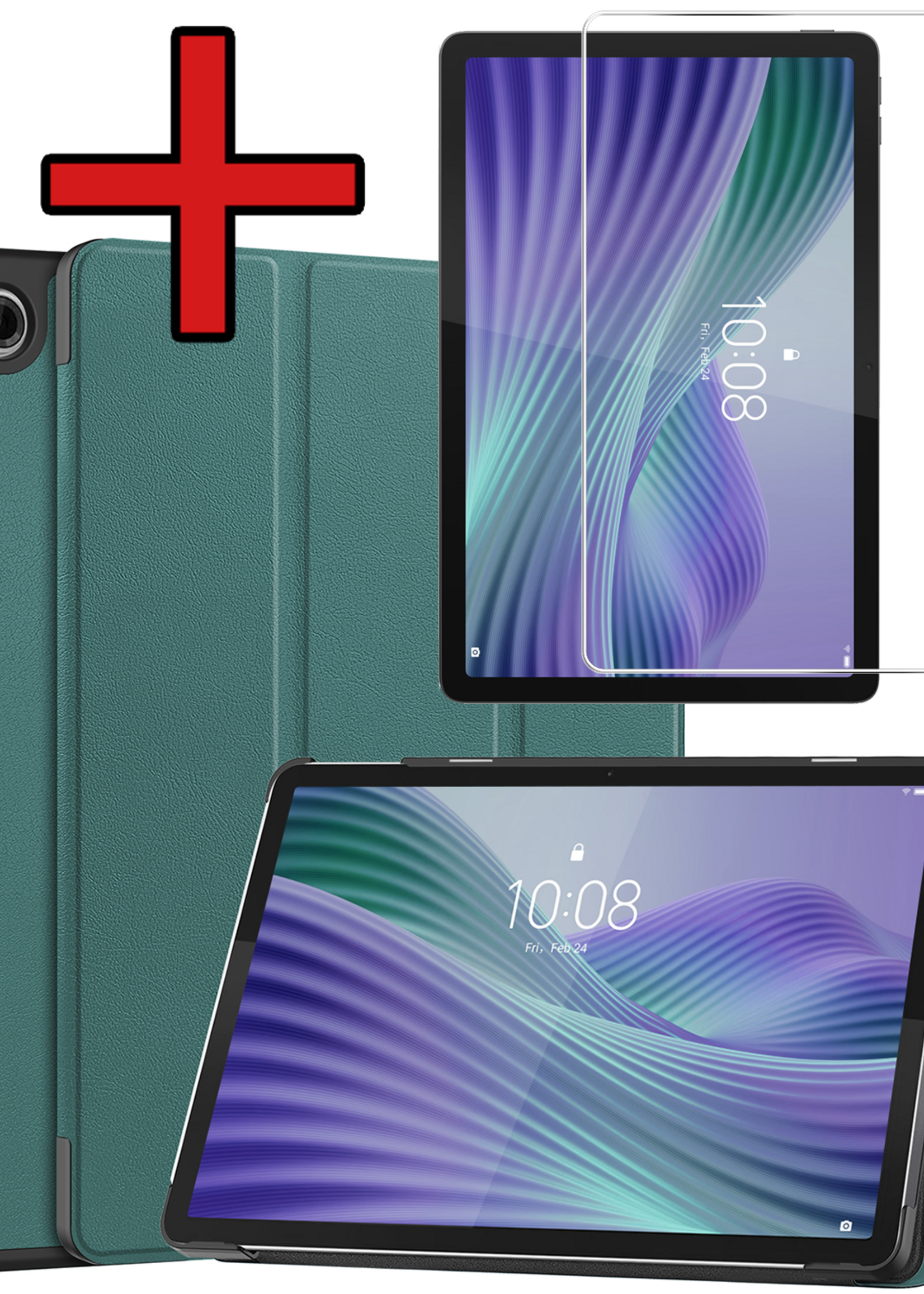 BTH BTH Lenovo Tab 10.1 inch Hoesje Met Screenprotector - Donkergroen