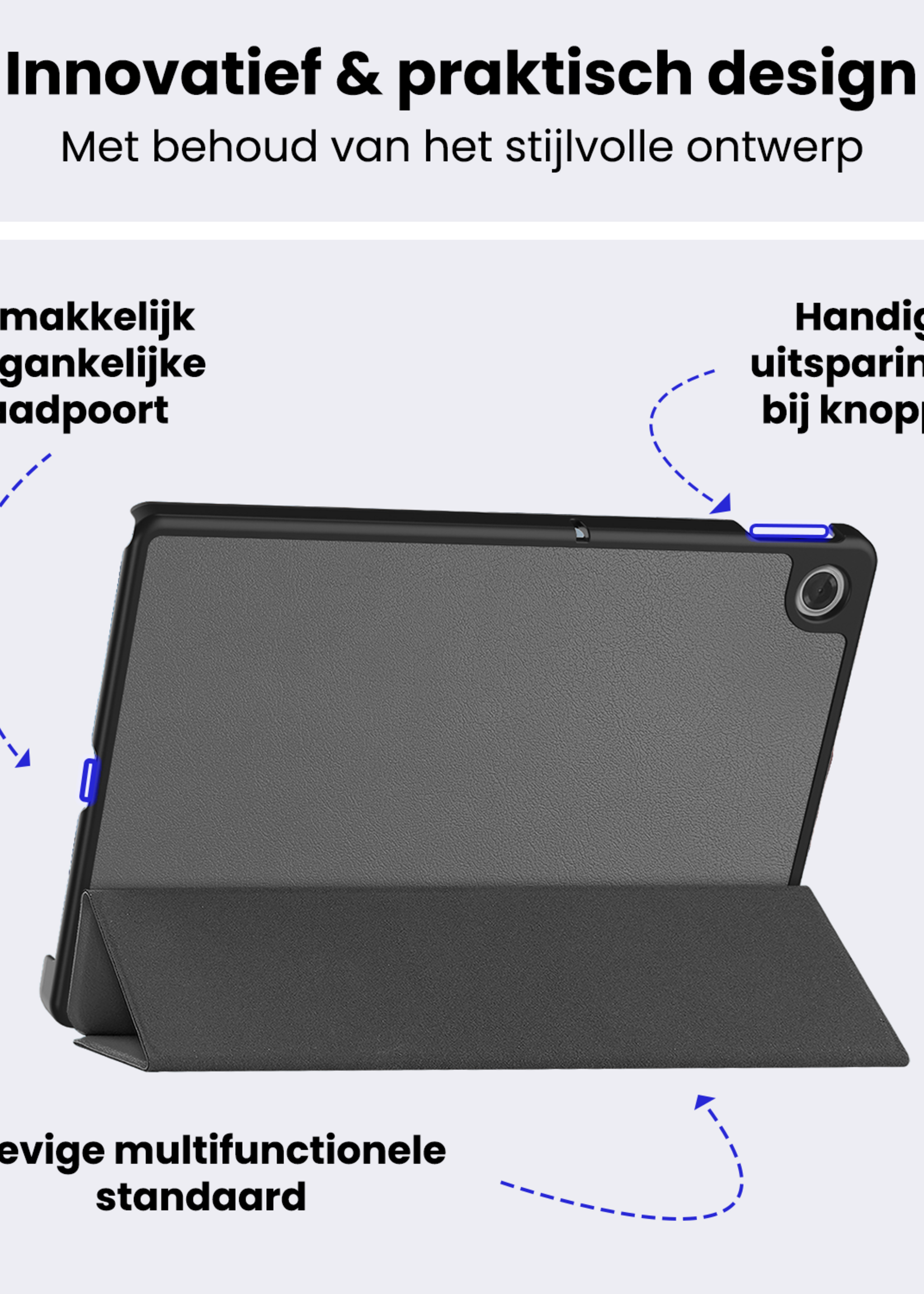 BTH BTH Lenovo Tab 10.1 inch Hoesje Met Screenprotector - Grijs