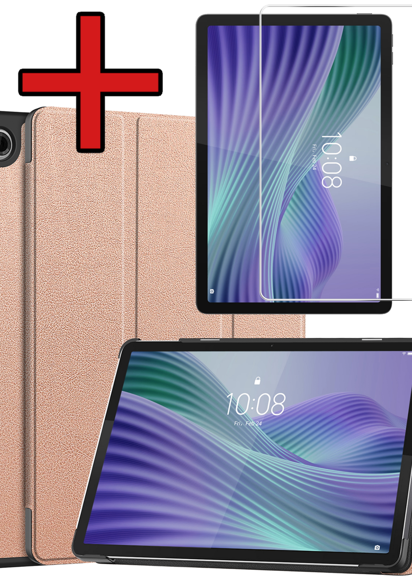 BTH BTH Lenovo Tab 10.1 inch Hoesje Met Screenprotector - Rose Goud