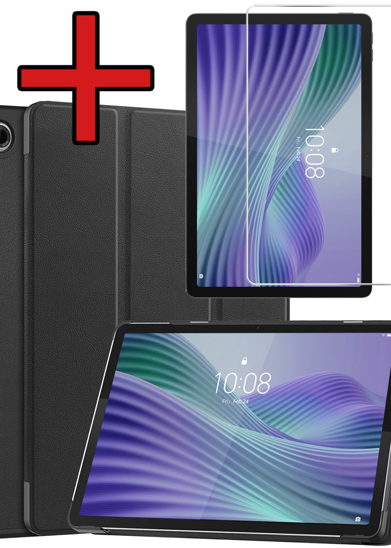 BTH BTH Lenovo Tab 10.1 inch Hoesje Met Screenprotector - Zwart