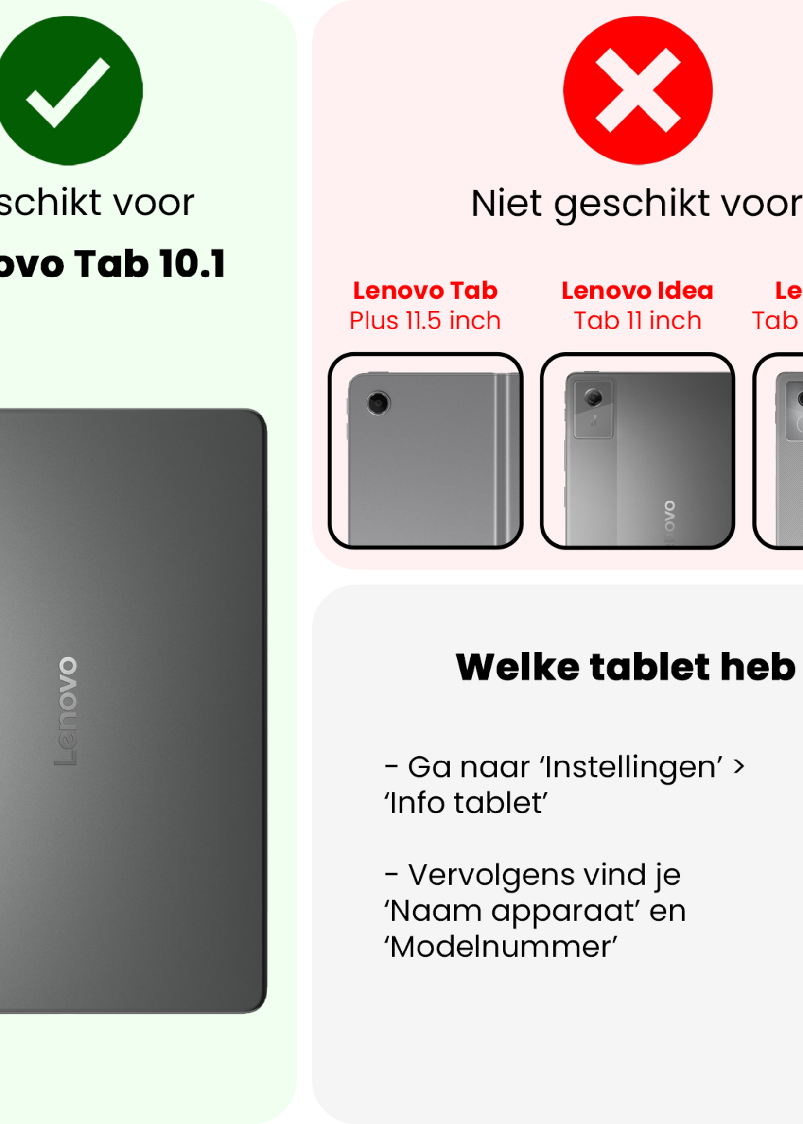 BTH BTH Lenovo Tab 10.1 inch Hoesje Met Screenprotector - Zwart