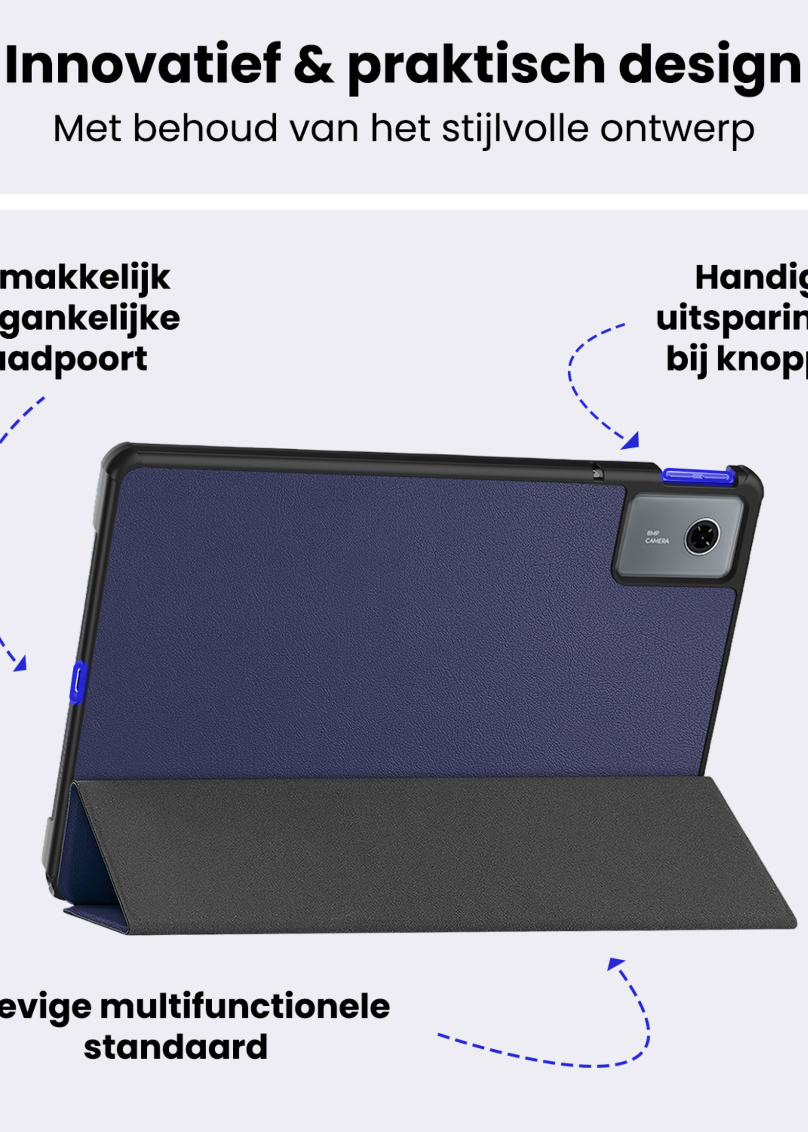 BTH BTH Lenovo Idea Tab Hoesje Met Screenprotector - Donkerblauw
