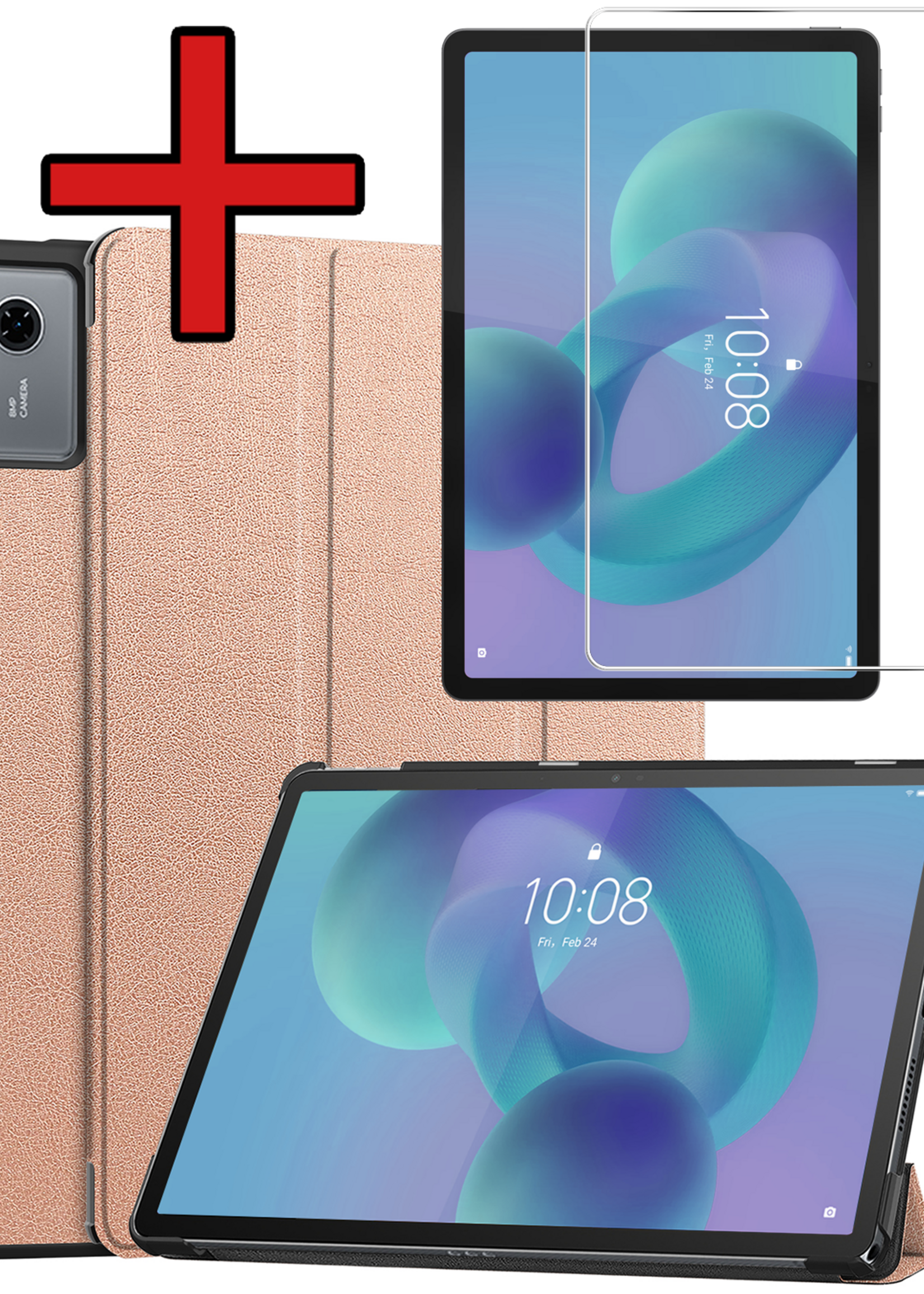 BTH BTH Lenovo Idea Tab Hoesje Met Screenprotector - Rose Goud