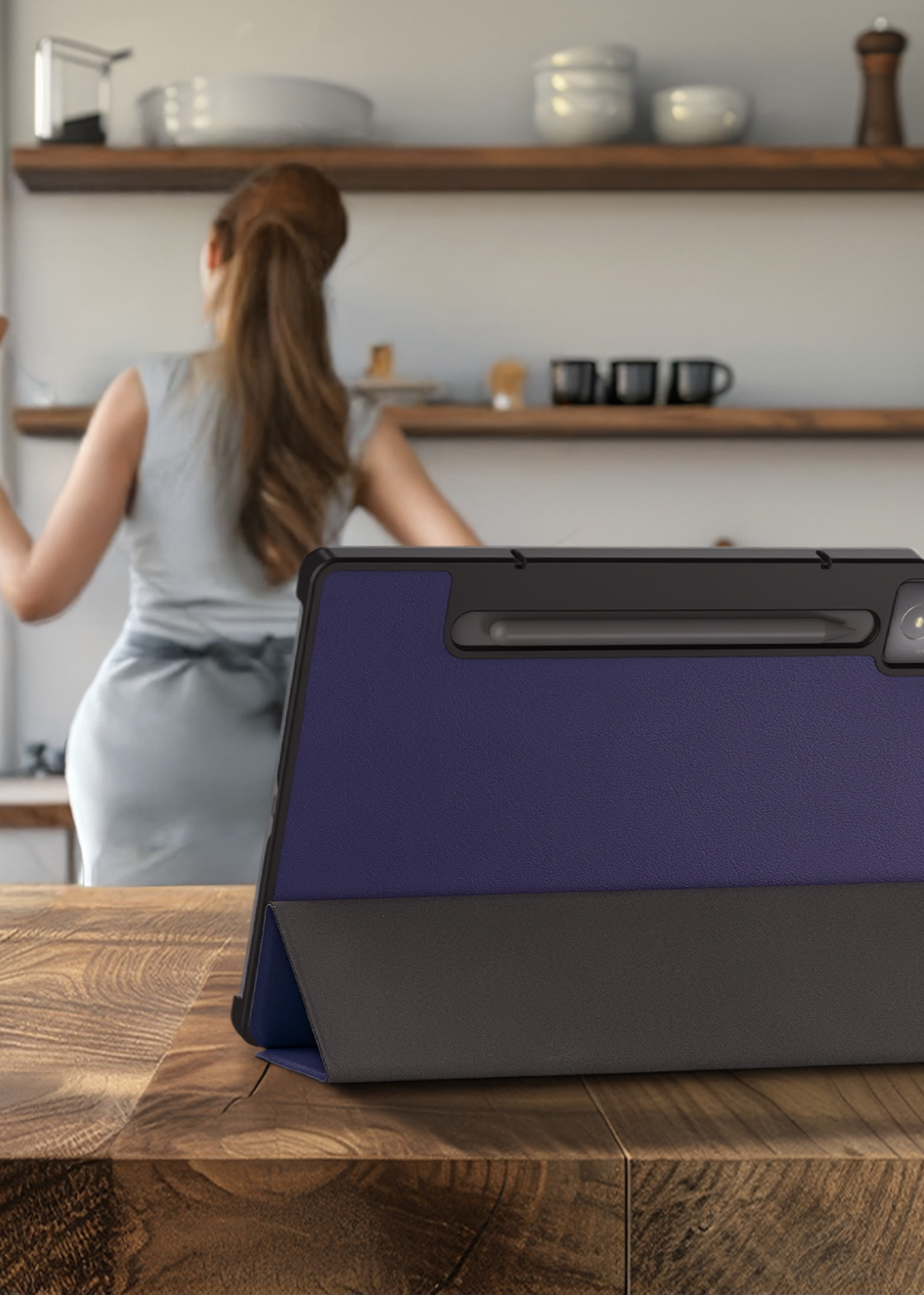 BTH BTH Lenovo Idea Tab Pro Hoesje Met Screenprotector - Donkerblauw