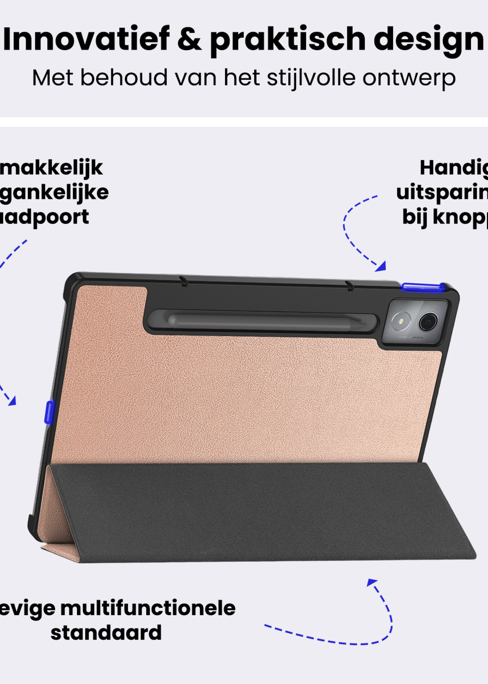 BTH BTH Lenovo Idea Tab Pro Hoesje Met Screenprotector - Rose Goud