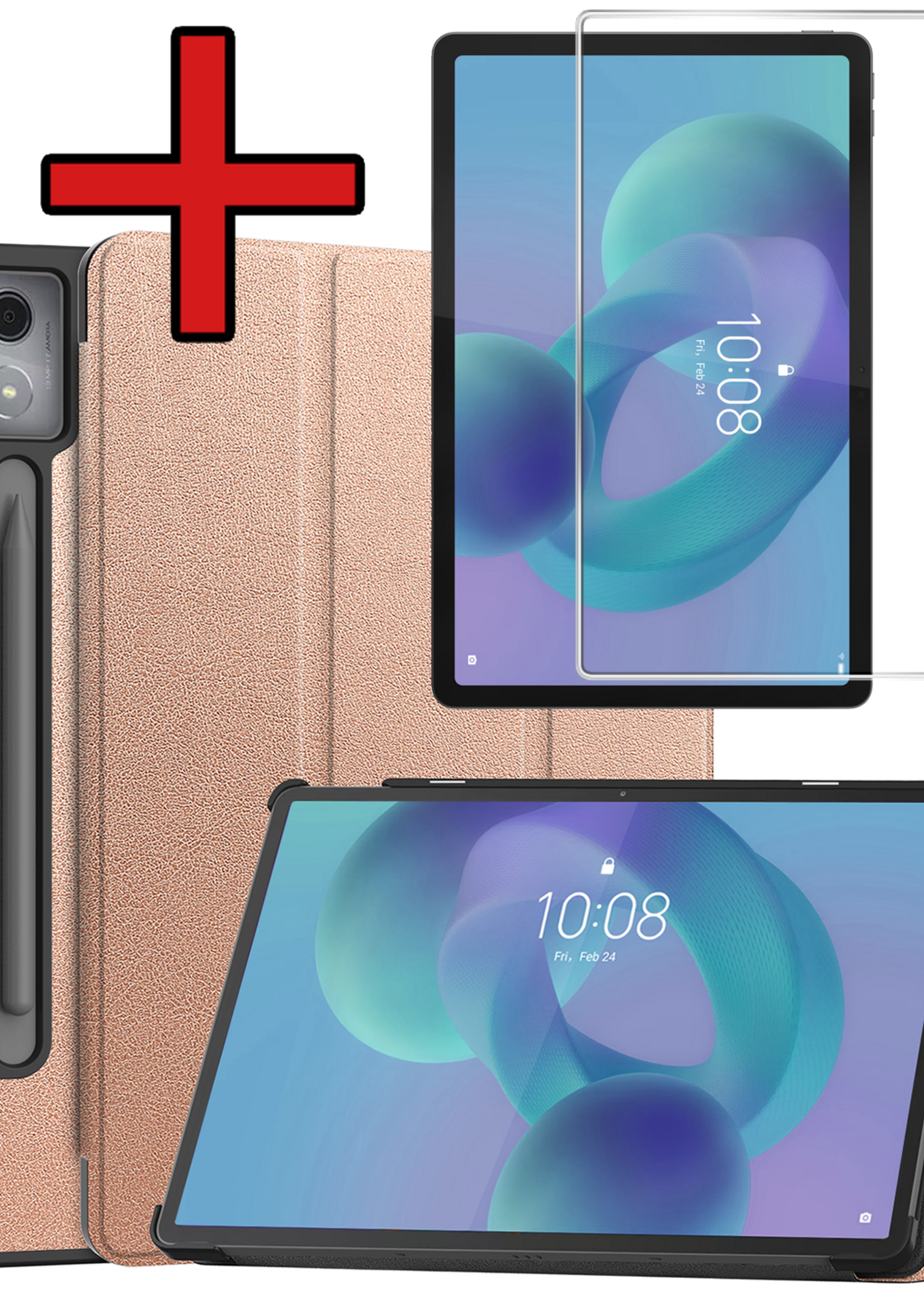 BTH BTH Lenovo Idea Tab Pro Hoesje Met Screenprotector - Rose Goud