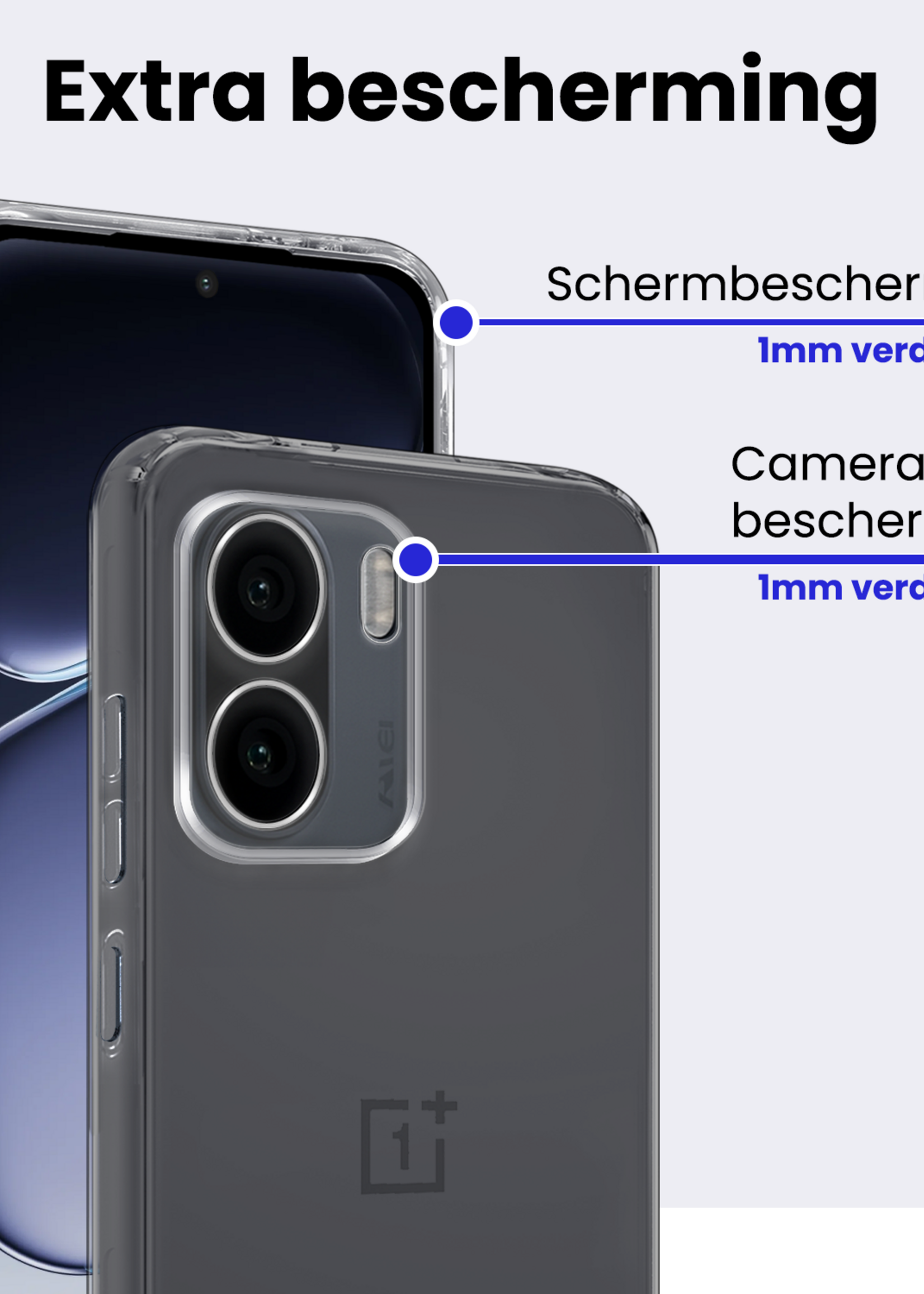 BTH BTH OnePlus 15R Hoesje Siliconen Met Screenprotector - Transparant