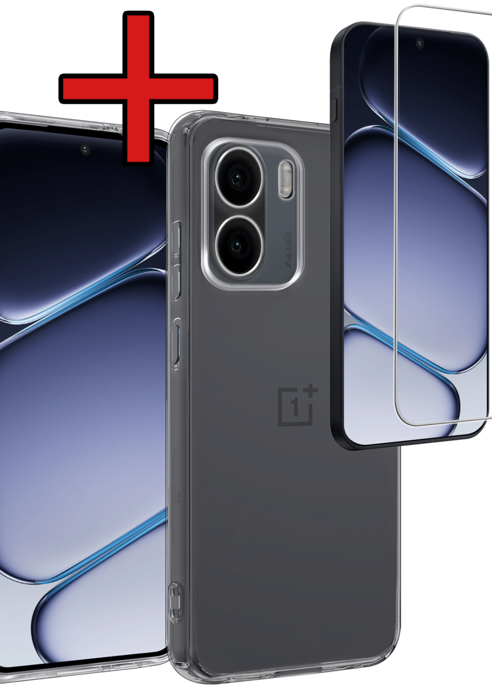 BTH BTH OnePlus 15R Hoesje Siliconen Met Screenprotector - Transparant