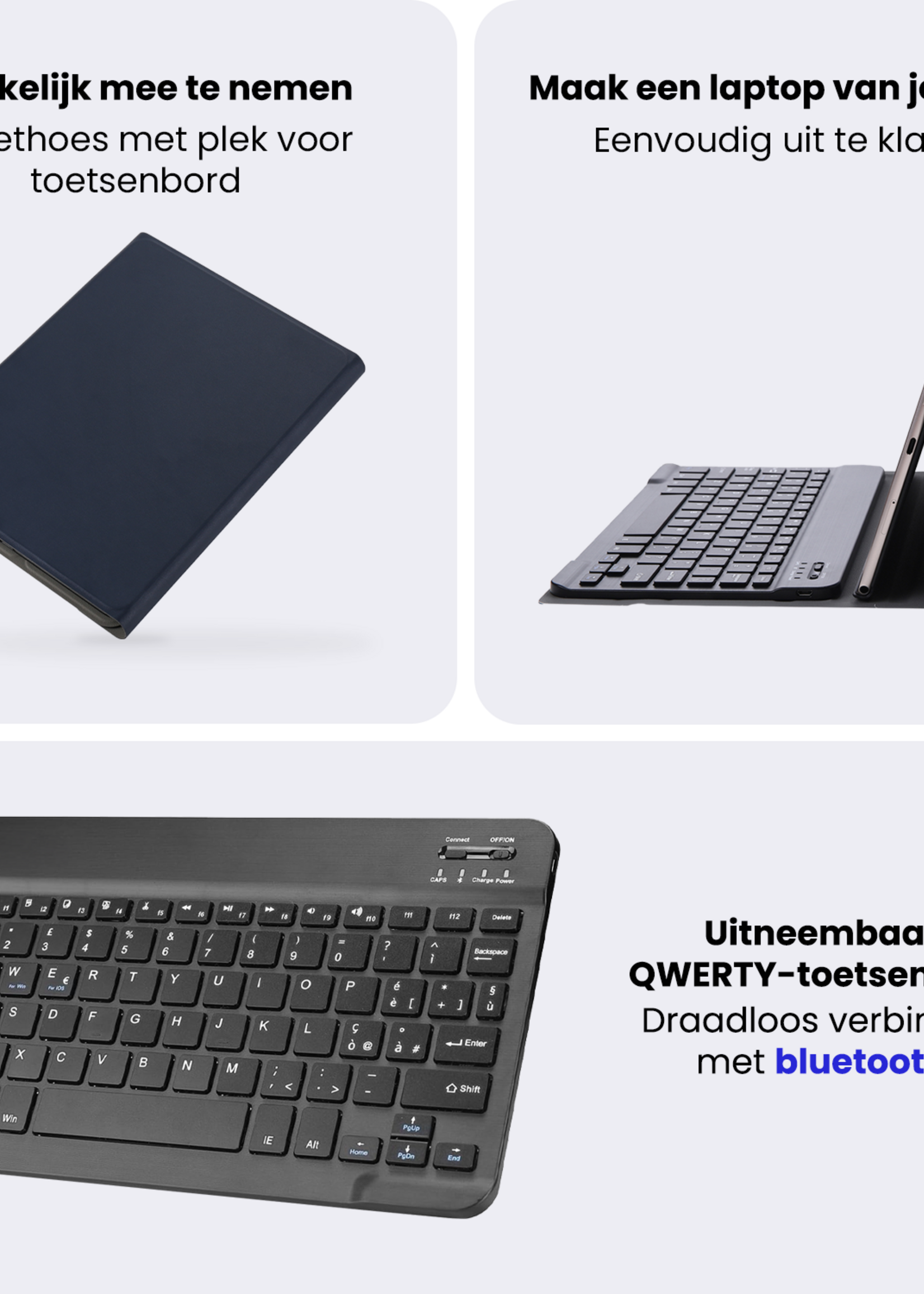 BTH BTH Samsung Galaxy Tab A11 Plus Toetsenbordhoes - Donkerblauw