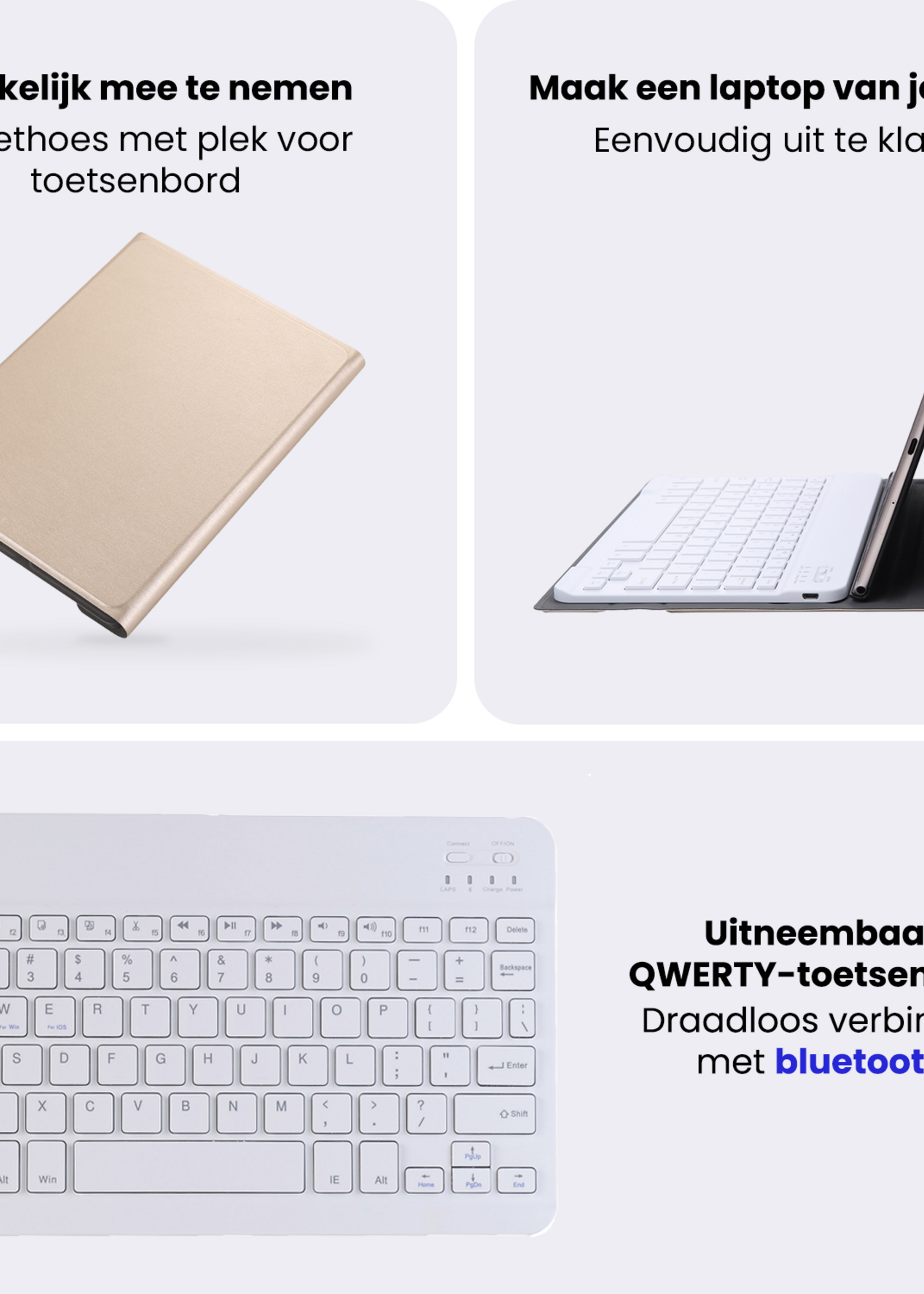 BTH BTH Samsung Galaxy Tab A11 Plus Toetsenbordhoes Met Screenprotector - Goud