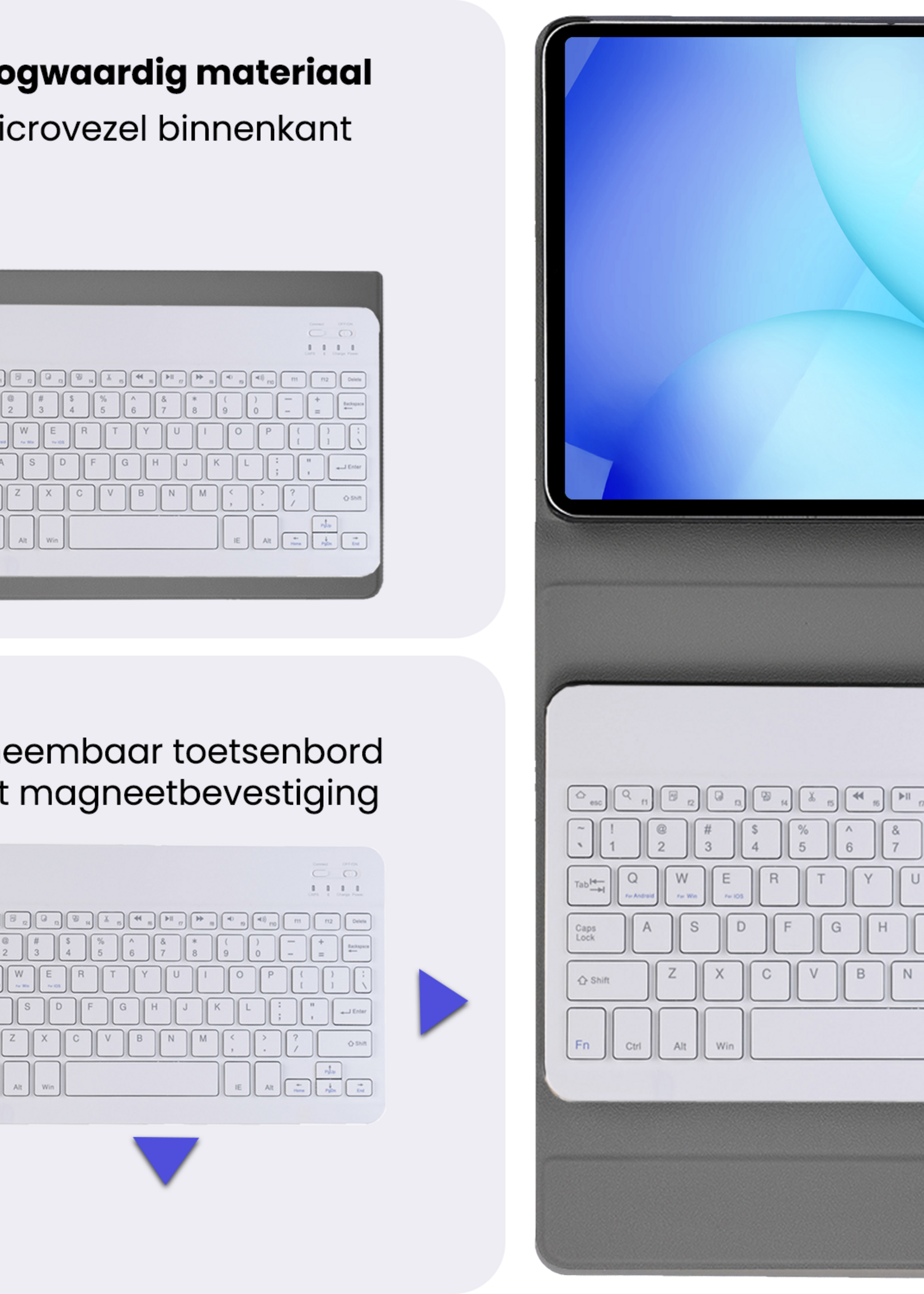 BTH BTH Samsung Galaxy Tab A11 Plus Toetsenbordhoes Met Screenprotector - Goud