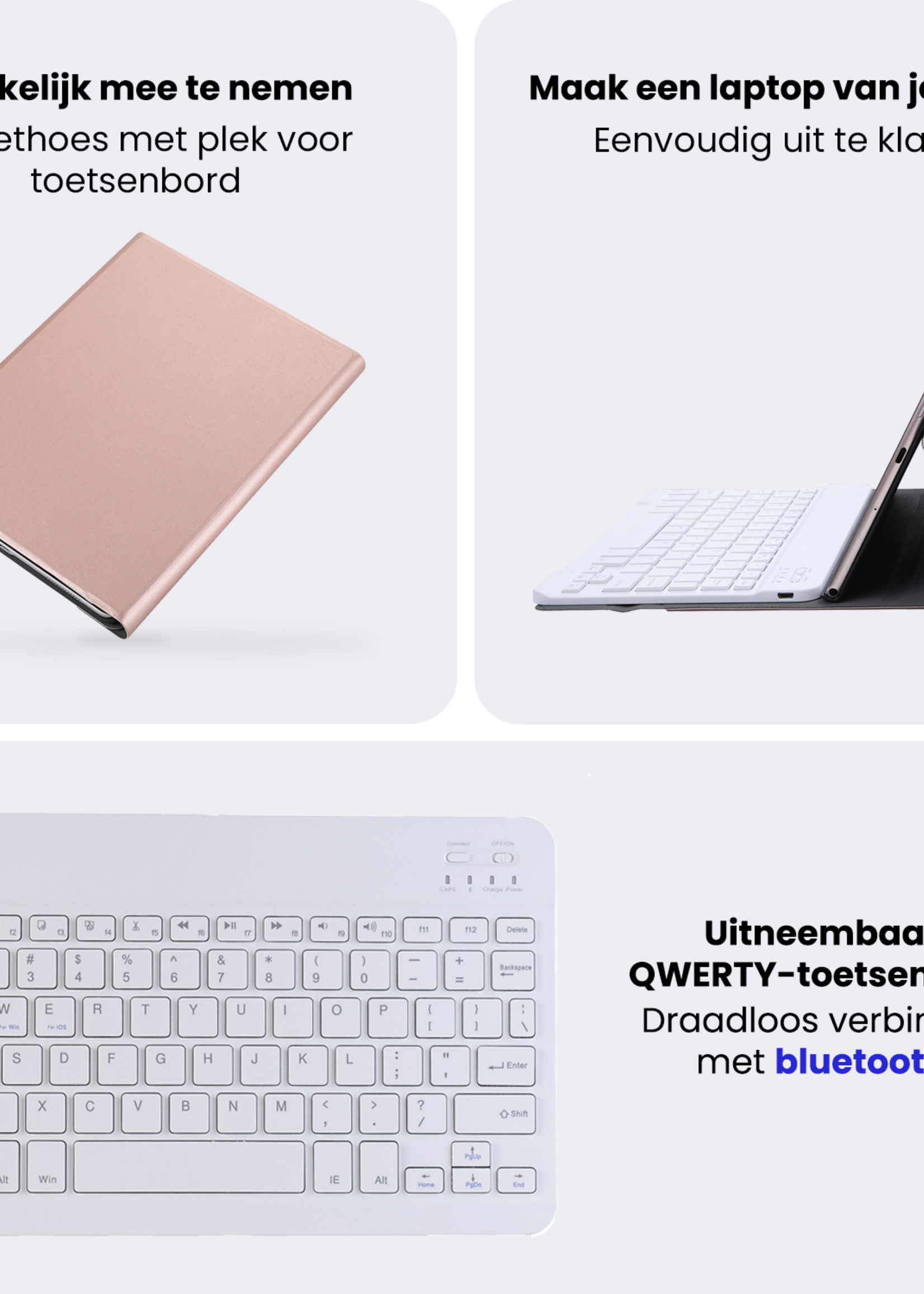BTH BTH Samsung Galaxy Tab A11 Plus Toetsenbordhoes Met Screenprotector - Rosé Goud
