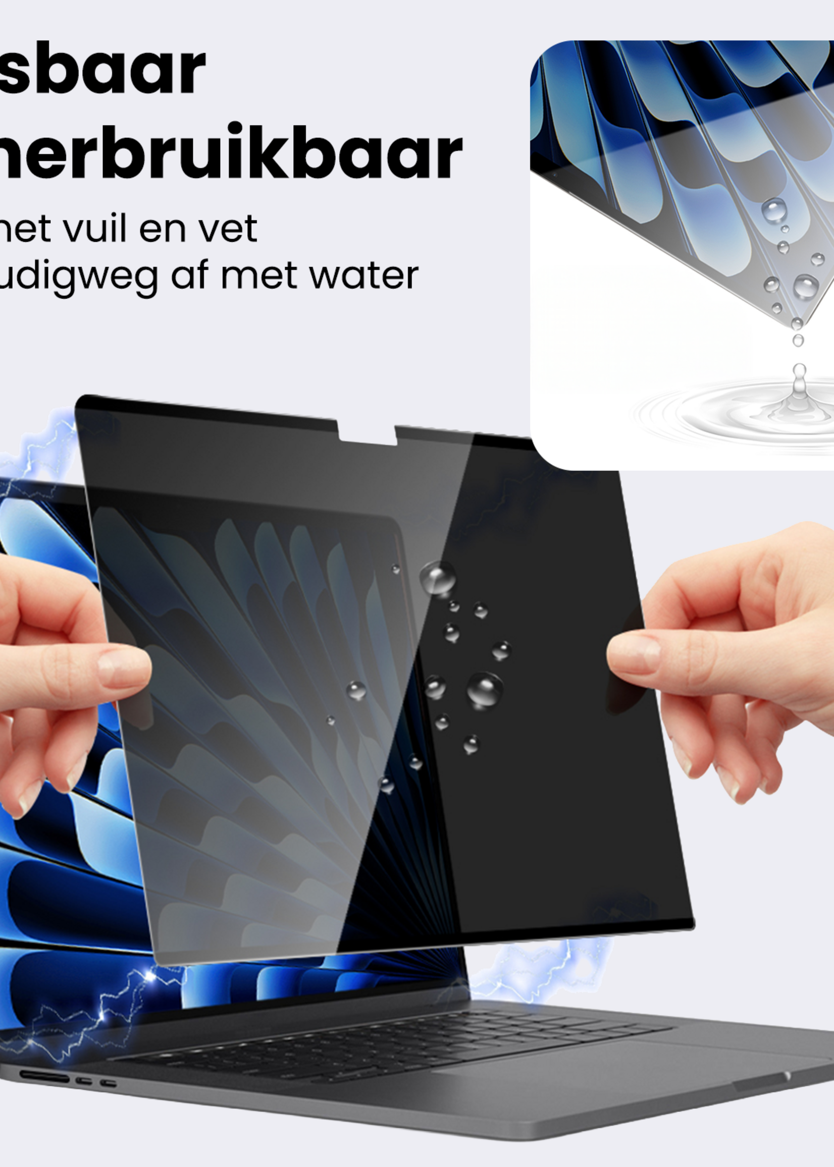 BTH BTH MacBook 13,6 Inch Privacy Screenprotector - 3 PACK