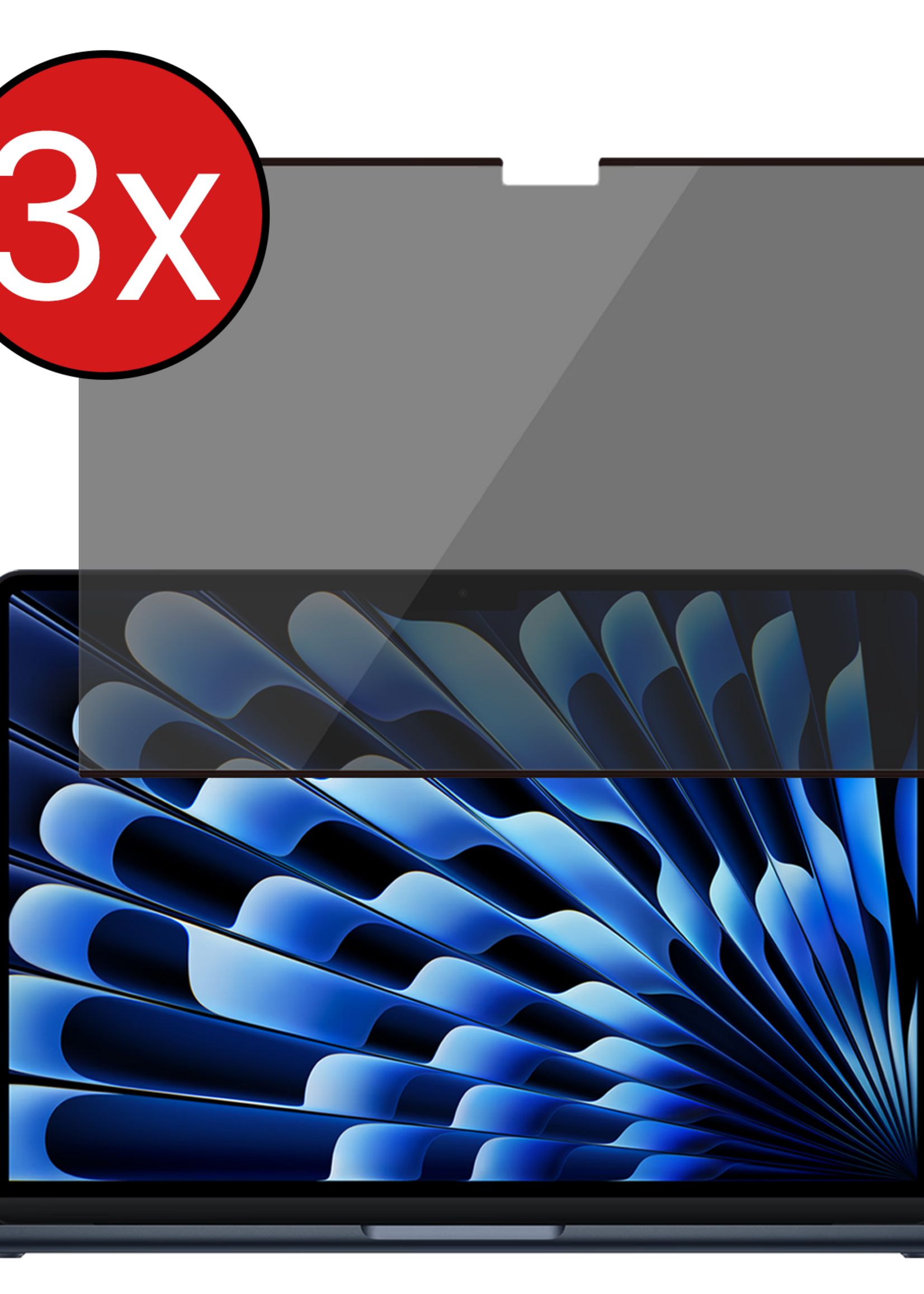 BTH BTH MacBook 13,6 Inch Privacy Screenprotector - 3 PACK