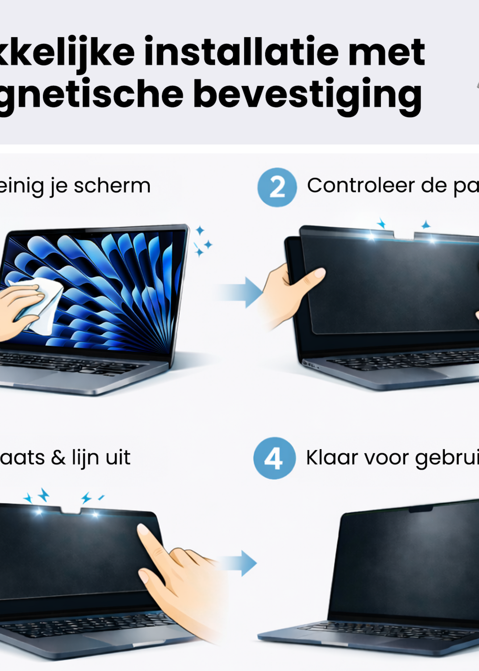 BTH BTH MacBook 15,3 Inch Privacy Screenprotector - 2 PACK