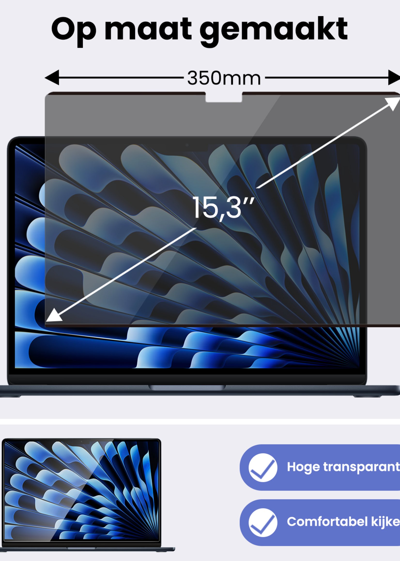 BTH BTH MacBook 15,3 Inch Privacy Screenprotector - 2 PACK