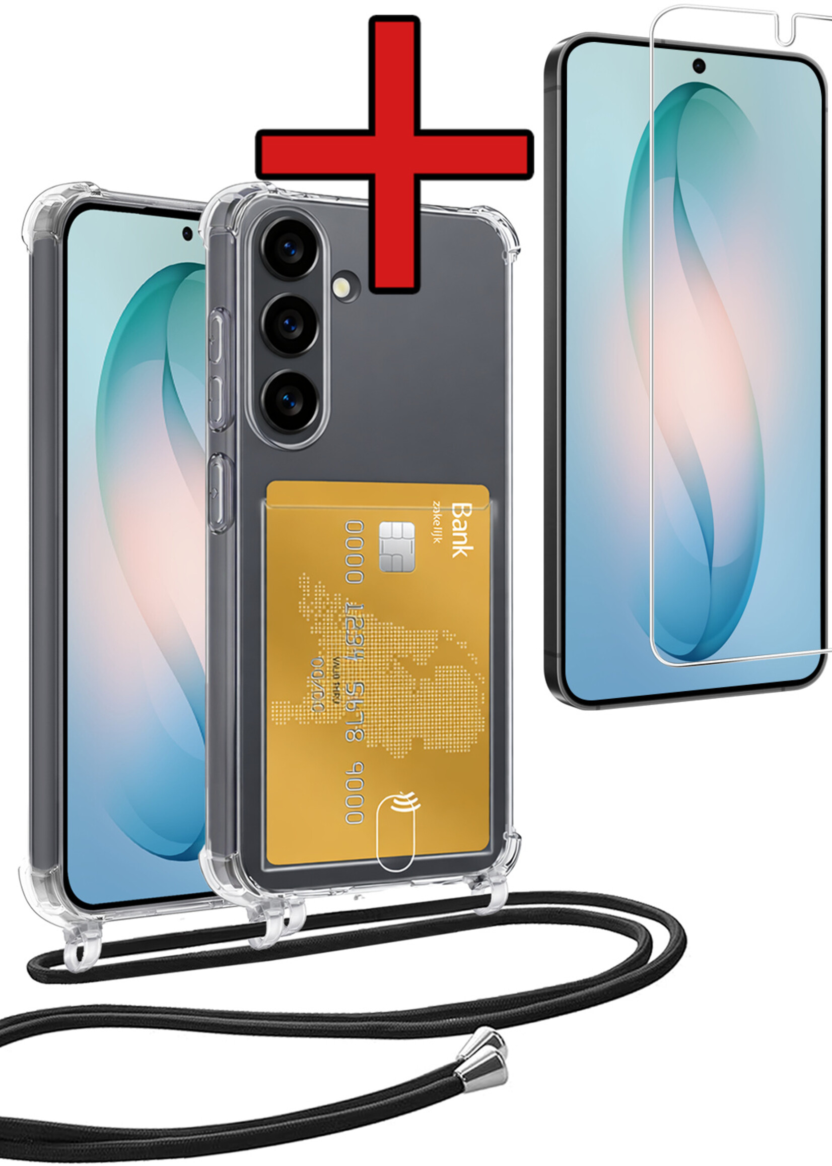 BTH BTH Samsung Galaxy S26 Hoesje Pashouder met Koord Met Screenprotector