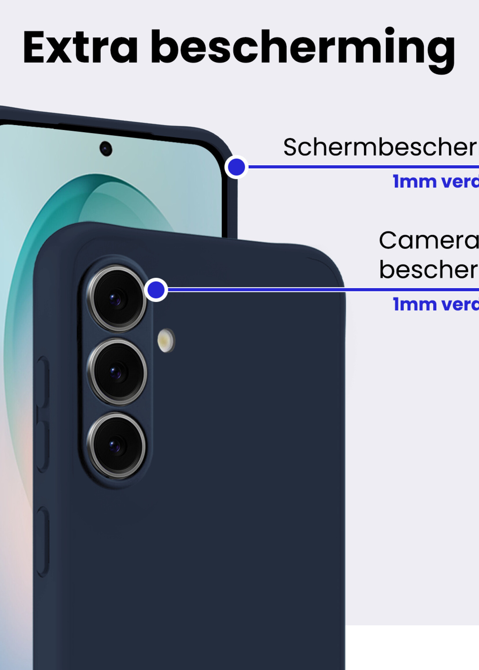 BTH BTH Samsung Galaxy S26 Hoesje Siliconen Met Screenprotector - Donkerblauw