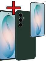BTH BTH Samsung Galaxy S26 Hoesje Siliconen Met Screenprotector - Donkergroen