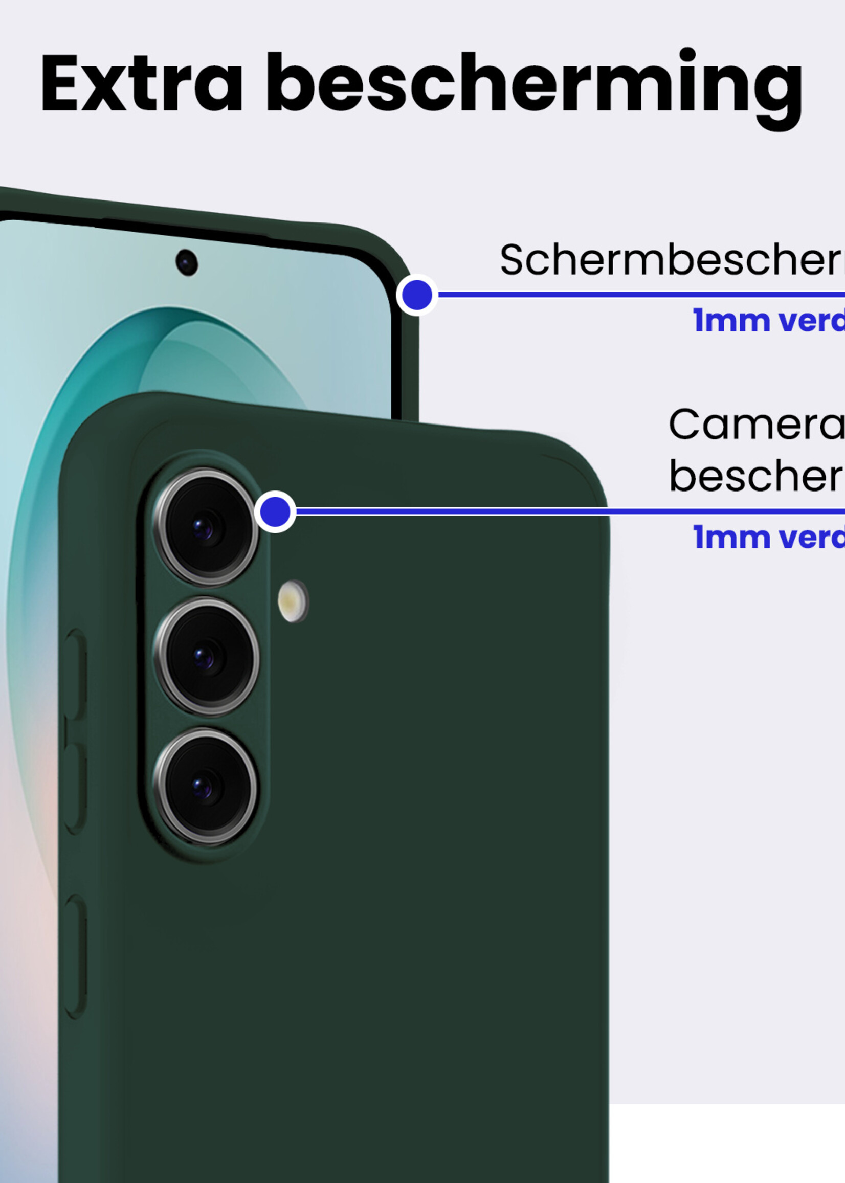 BTH BTH Samsung Galaxy S26 Hoesje Siliconen Met Screenprotector - Donkergroen