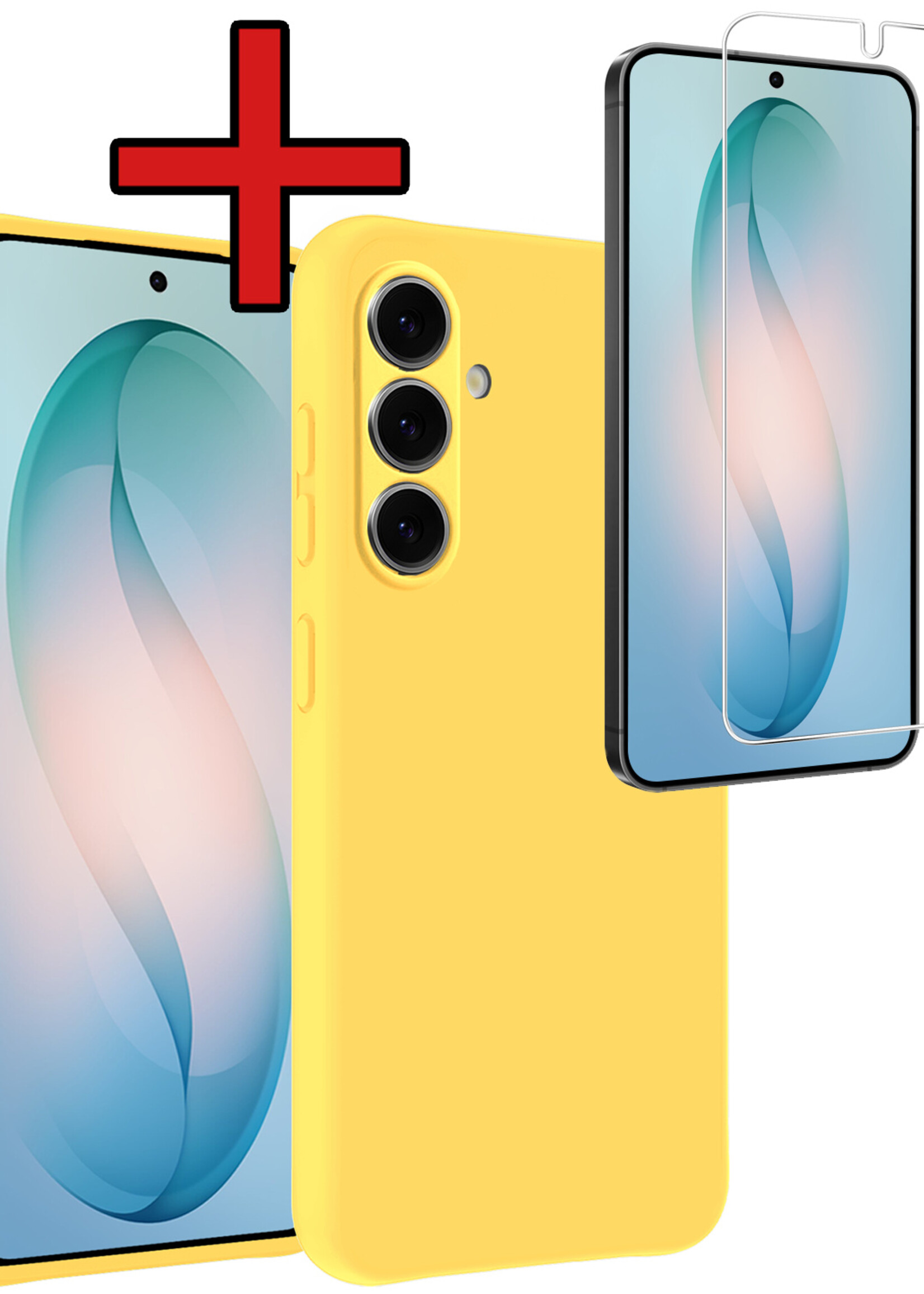 BTH BTH Samsung Galaxy S26 Hoesje Siliconen Met Screenprotector - Geel