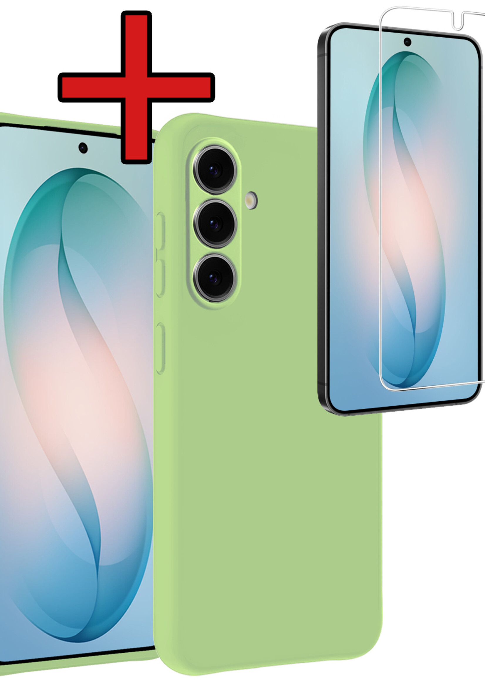 BTH BTH Samsung Galaxy S26 Hoesje Siliconen Met Screenprotector - Groen