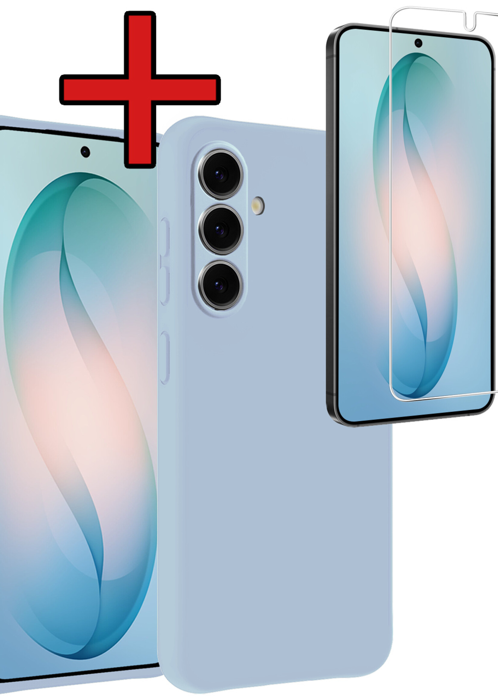 BTH BTH Samsung Galaxy S26 Hoesje Siliconen Met Screenprotector - Lichtblauw