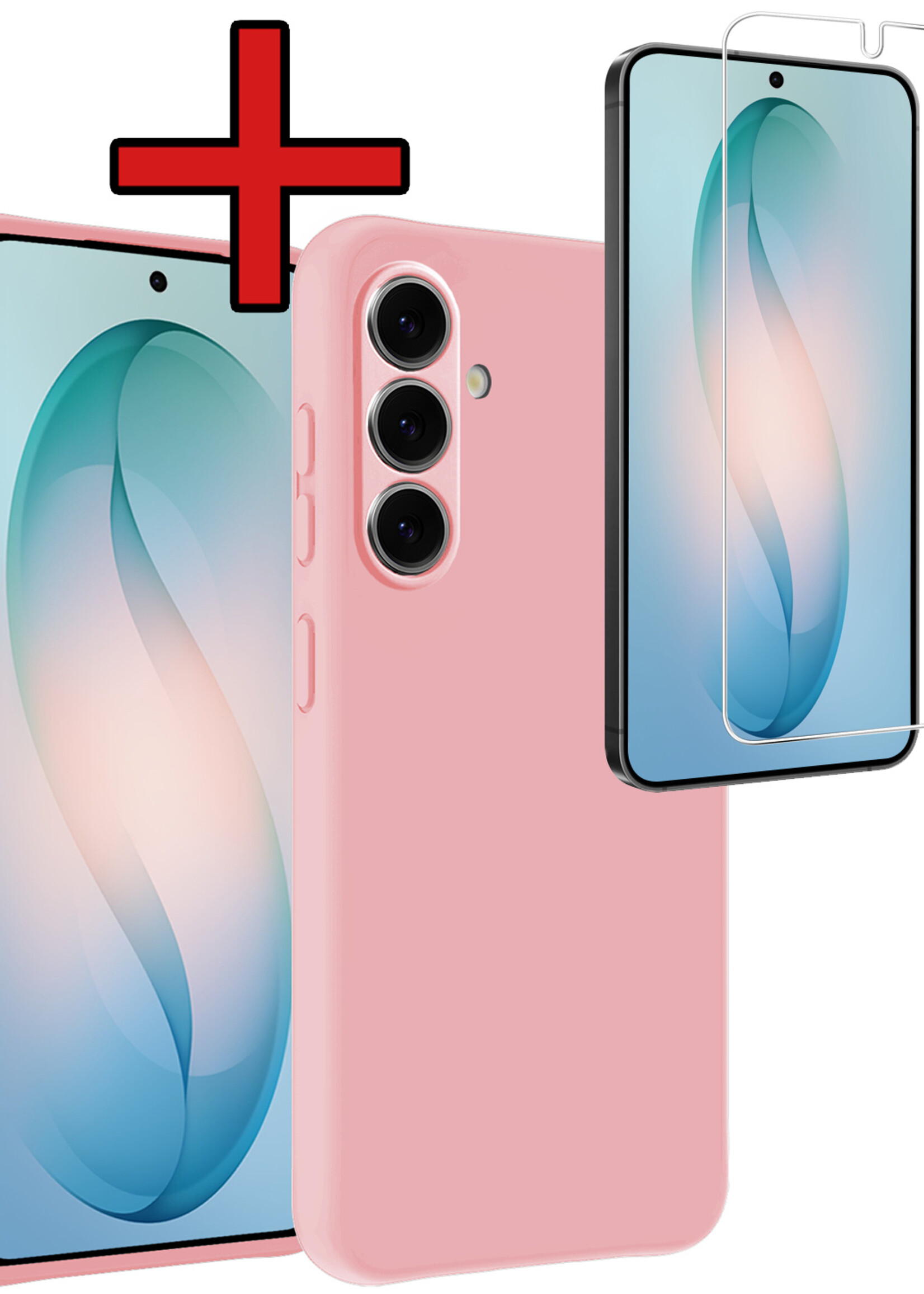 BTH BTH Samsung Galaxy S26 Hoesje Siliconen Met Screenprotector - Lichtroze