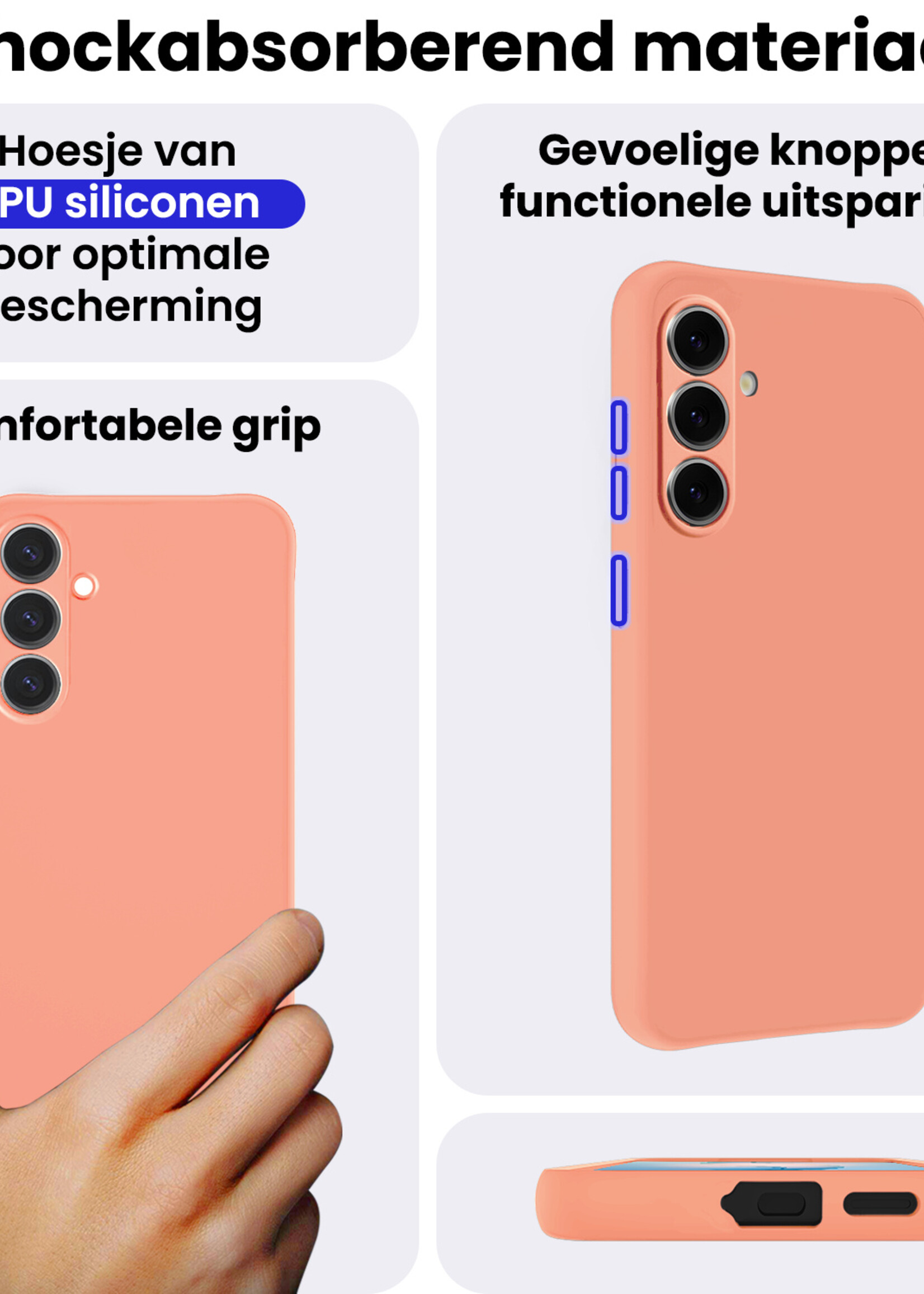 BTH BTH Samsung Galaxy S26 Hoesje Siliconen Met Screenprotector - Perzik