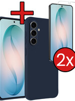 BTH BTH Samsung Galaxy S26 Hoesje Siliconen Met 2x Screenprotector - Donkerblauw