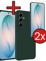 BTH BTH Samsung Galaxy S26 Hoesje Siliconen Met 2x Screenprotector - Donkergroen