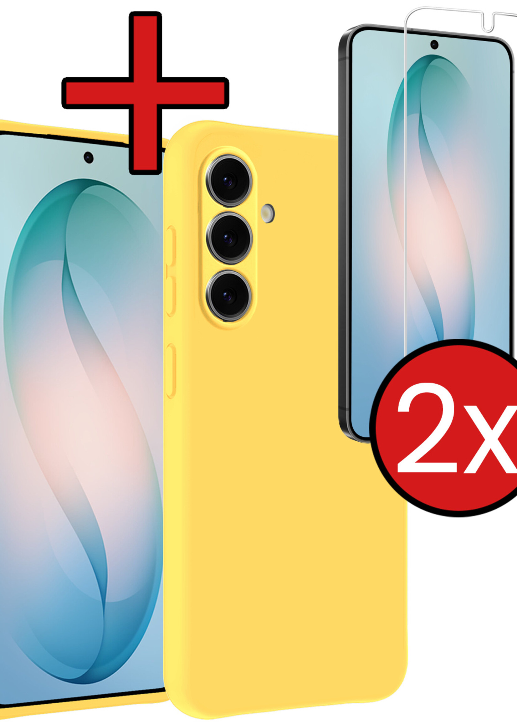 BTH BTH Samsung Galaxy S26 Hoesje Siliconen Met 2x Screenprotector - Geel