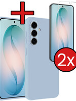 BTH BTH Samsung Galaxy S26 Hoesje Siliconen Met 2x Screenprotector - Lichtblauw