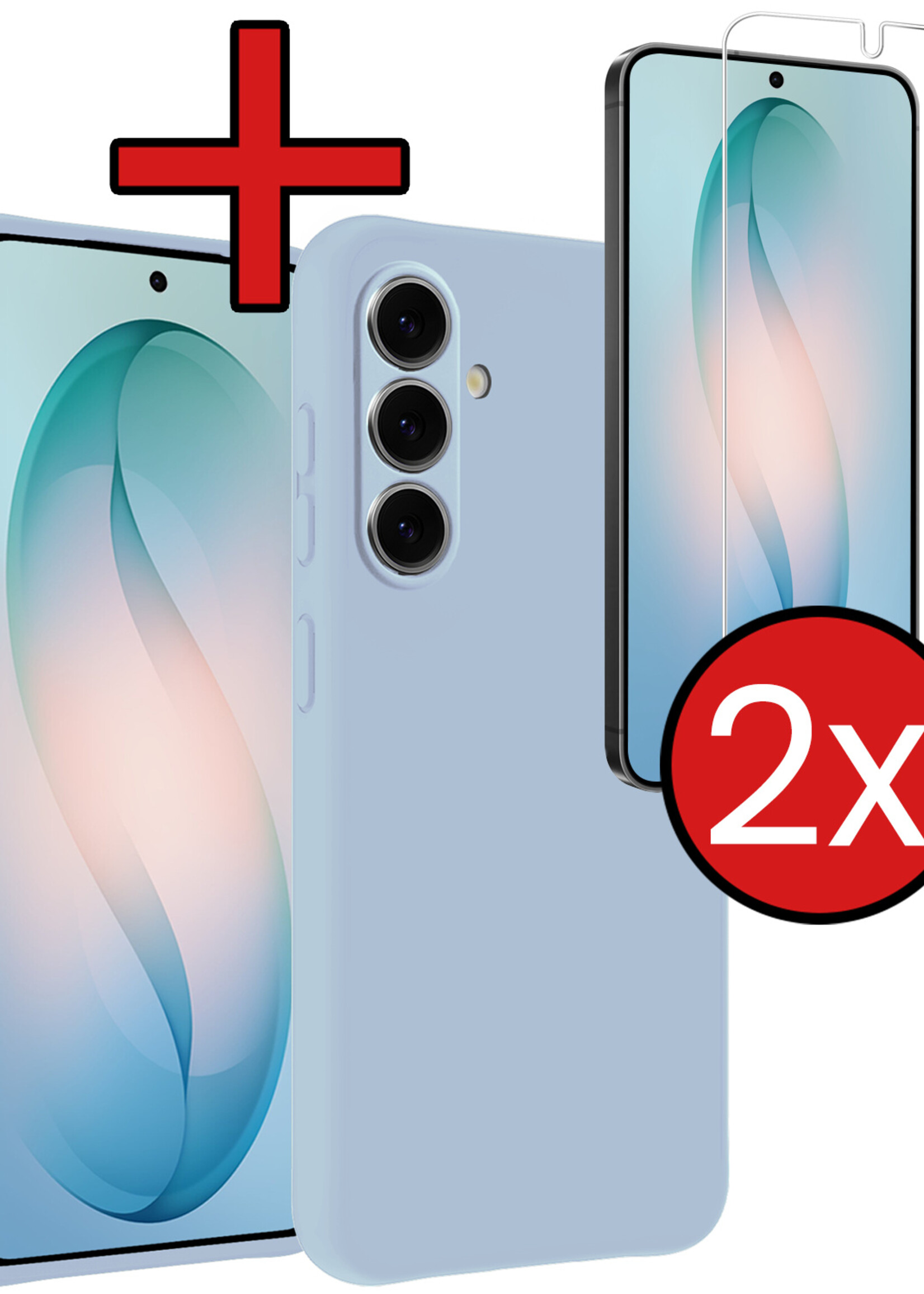 BTH BTH Samsung Galaxy S26 Hoesje Siliconen Met 2x Screenprotector - Lichtblauw