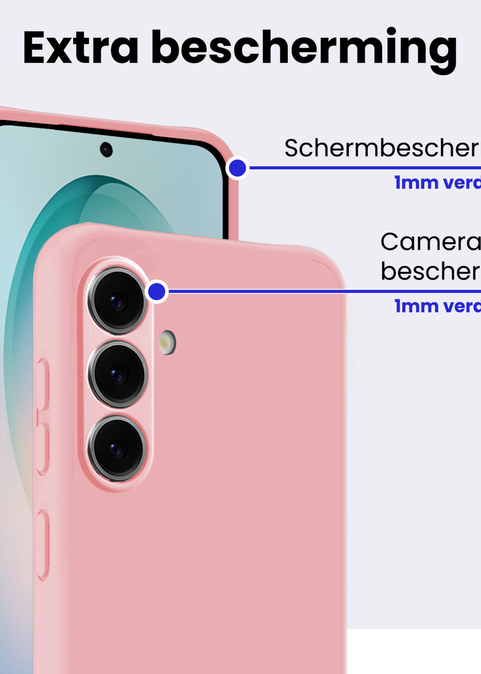 BTH BTH Samsung Galaxy S26 Hoesje Siliconen Met 2x Screenprotector - Lichtroze