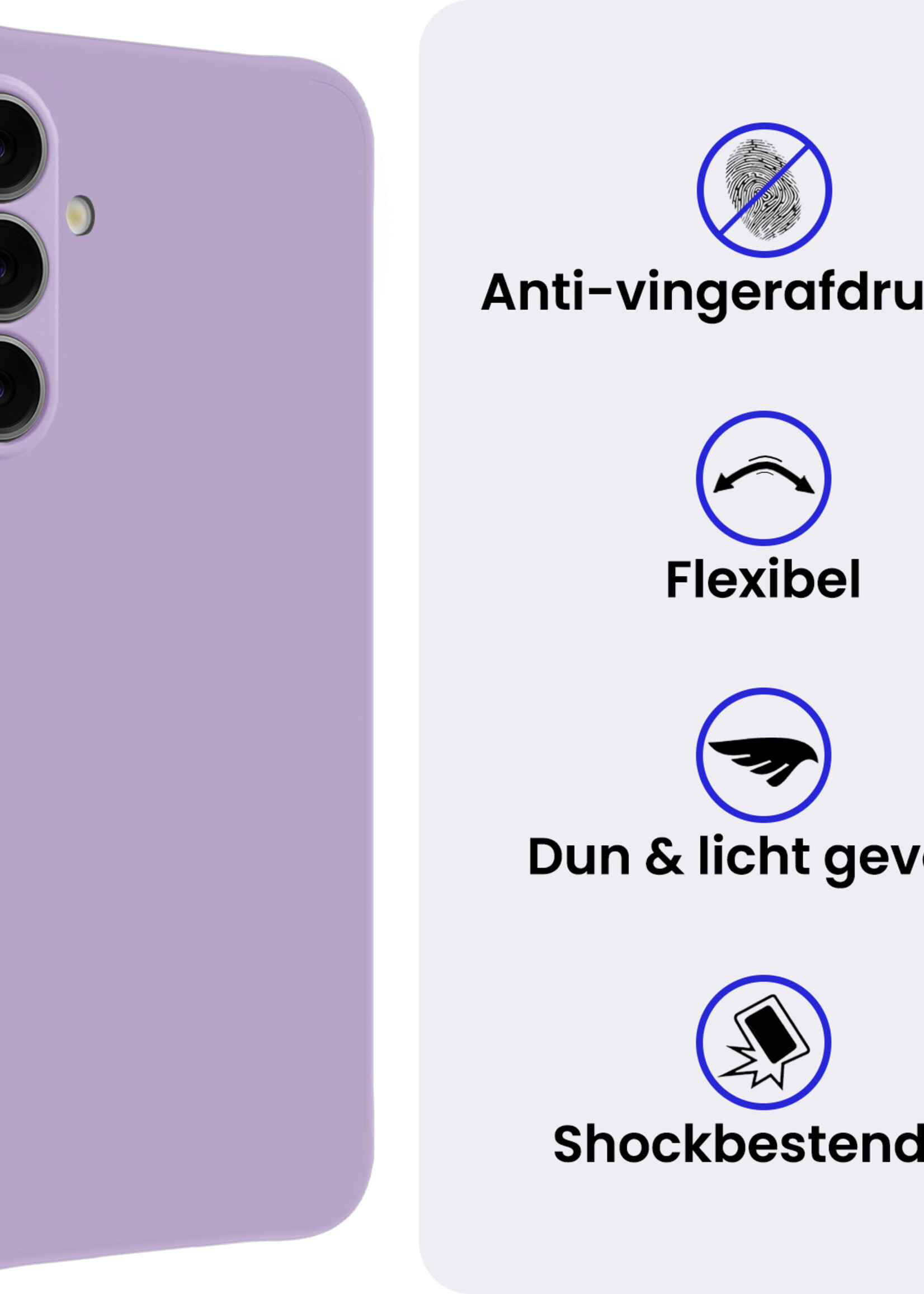 BTH BTH Samsung Galaxy S26 Hoesje Siliconen Met 2x Screenprotector - Lila