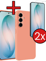 BTH BTH Samsung Galaxy S26 Hoesje Siliconen Met 2x Screenprotector - Perzik