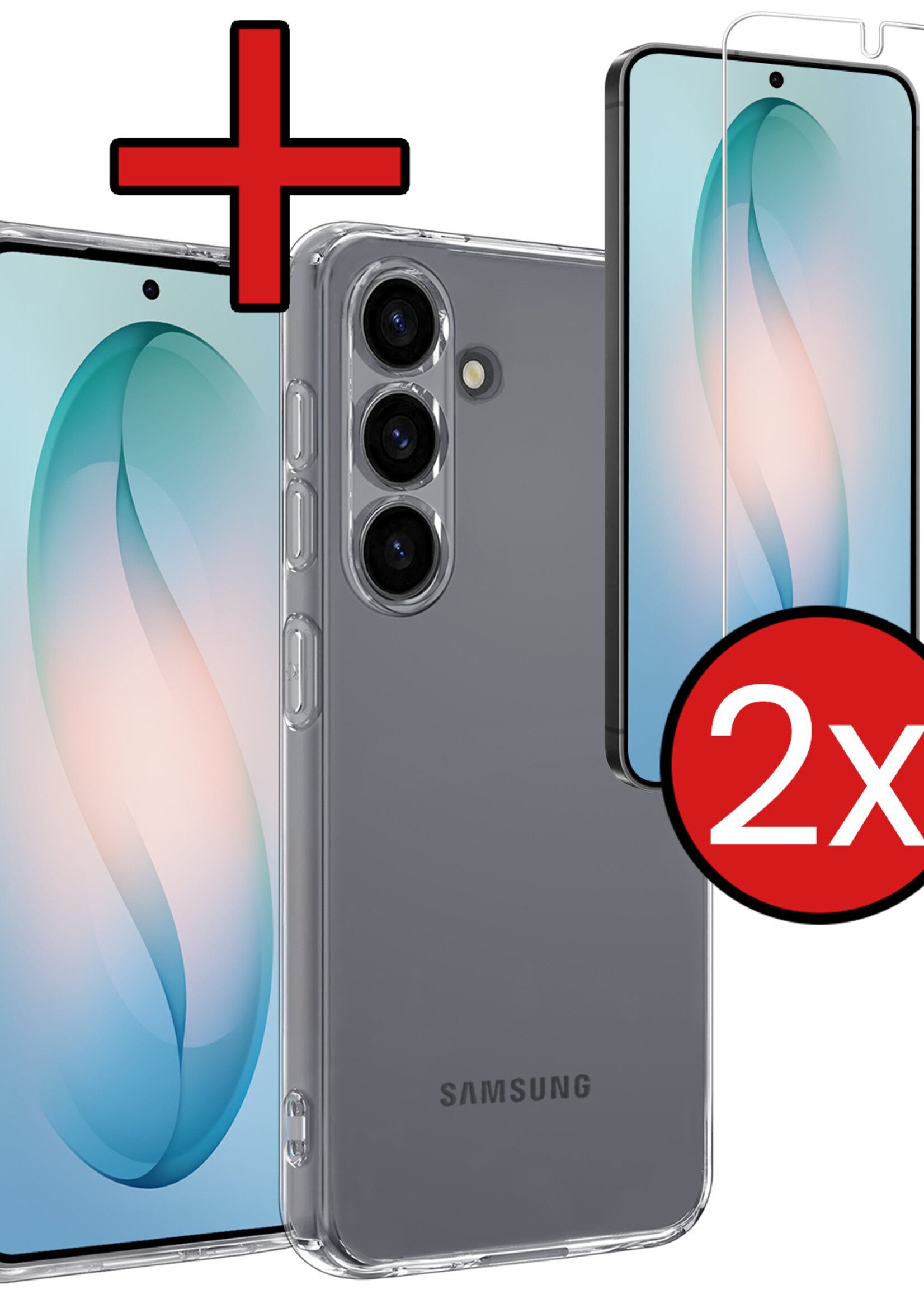 BTH BTH Samsung Galaxy S26 Hoesje Siliconen Met 2x Screenprotector - Transparant