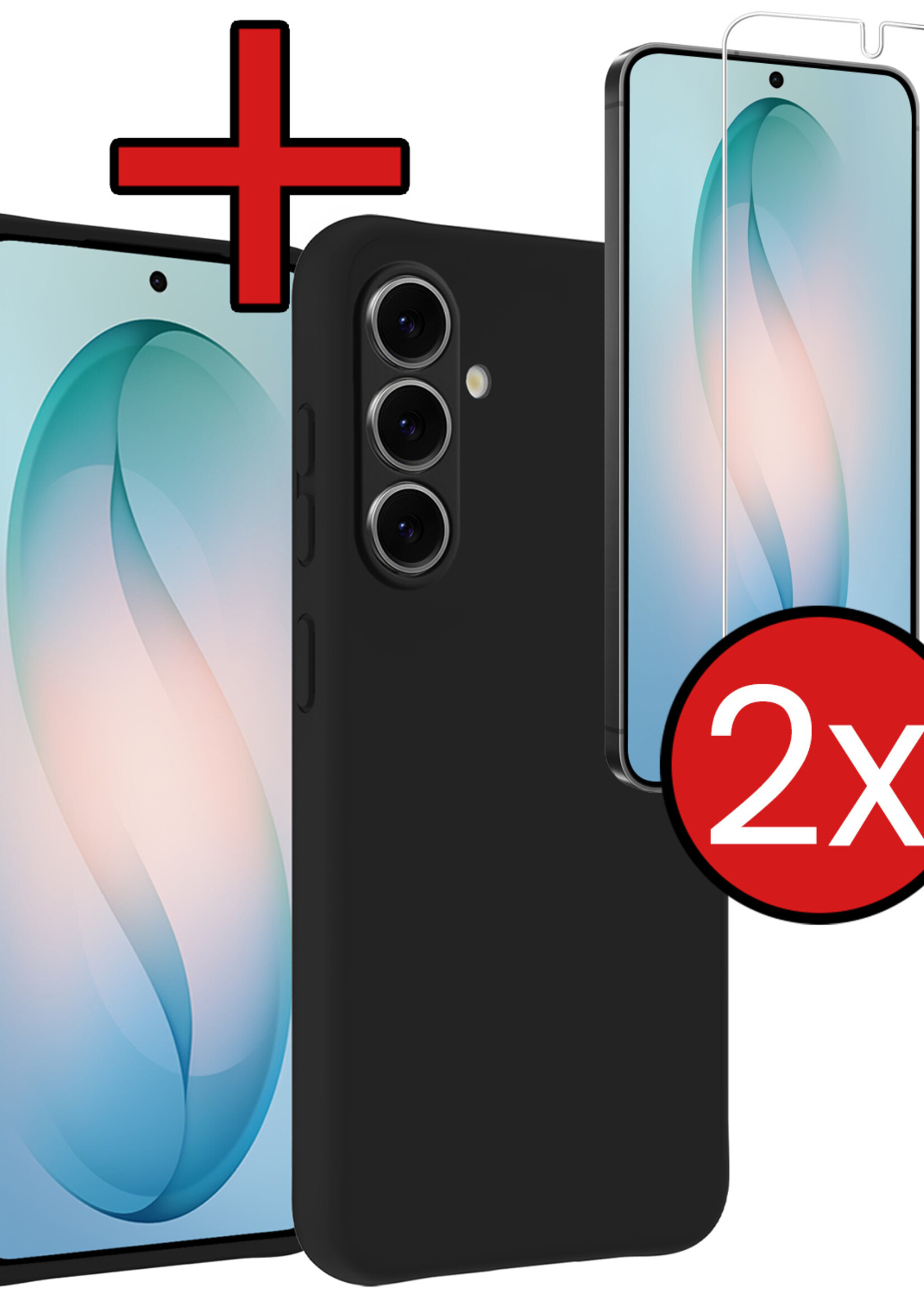 BTH BTH Samsung Galaxy S26 Hoesje Siliconen Met 2x Screenprotector - Zwart